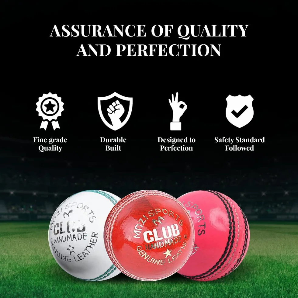 Mozi Sports Junior Cricket Balls School Youth Leather Hard Balls 4.75oz Pack of 6