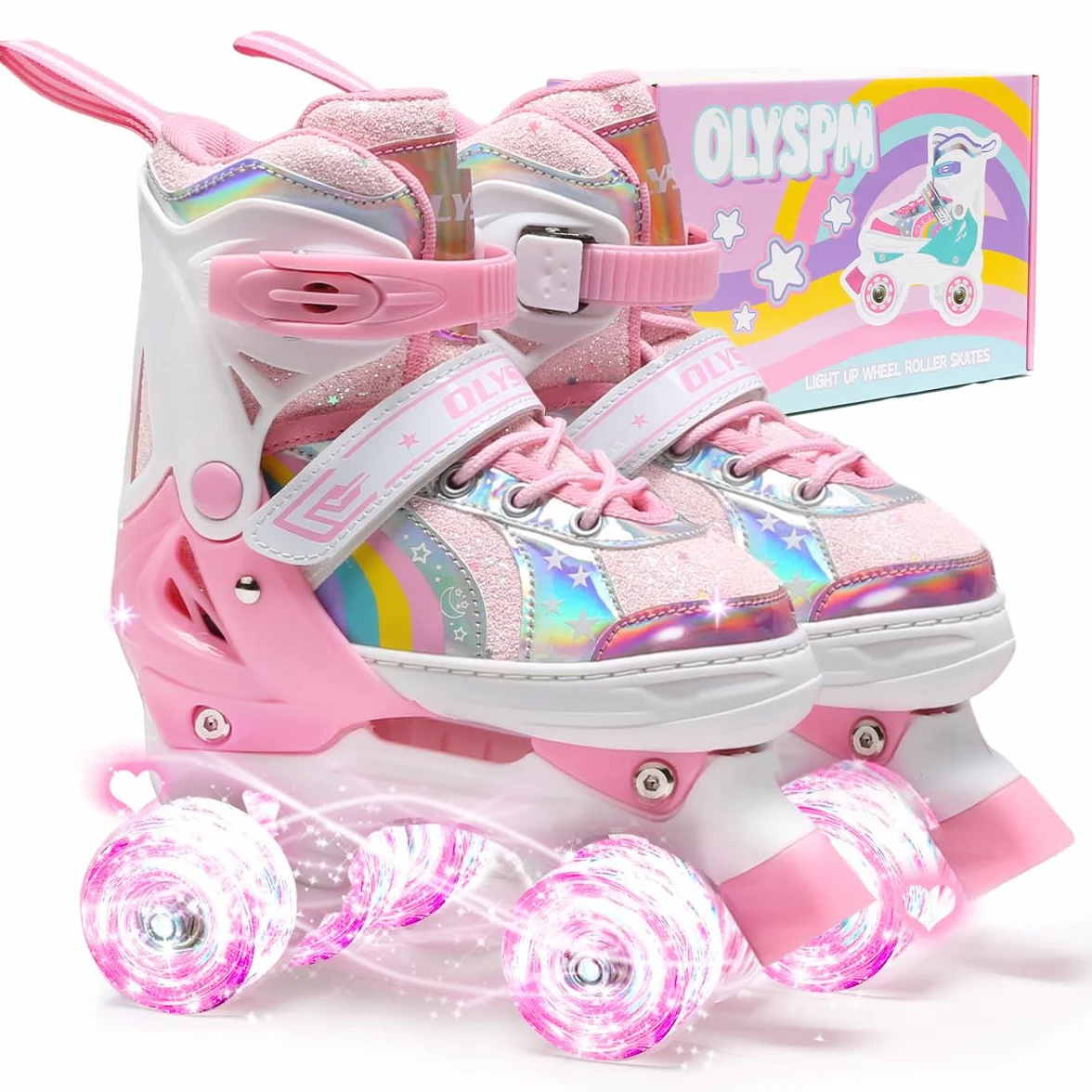 Patins à roulettes Enfants 8 Roues Lumineuses 4 Tailles réglables Patins Quatre Roues avec Sac