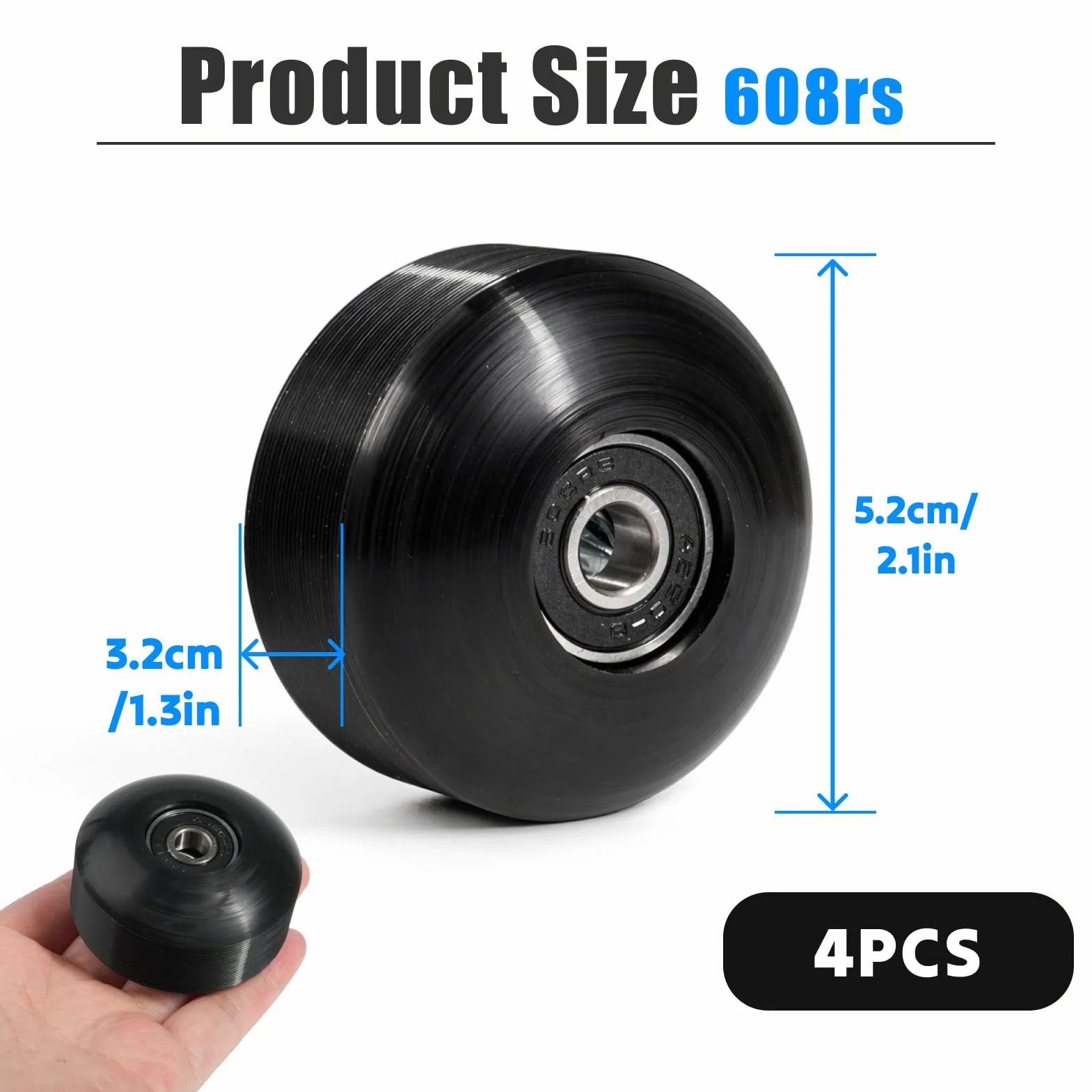 Roues de Skateboard 52mm 95A 608 RS ABEC-9 4pcs pour Skateboard Street Tricks Cruiser