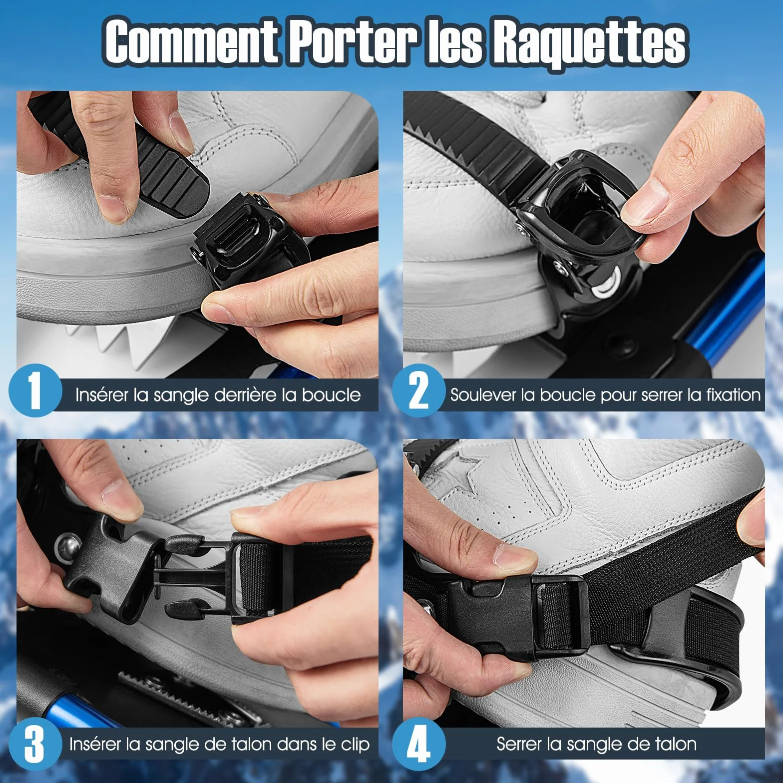 COSTWAY Raquettes à Neige 4 en 1 Aluminium Adultes Pointure 35-45 Charge 30-130kg