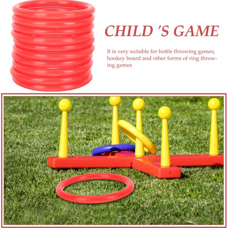 Jeu de Lancer d'Anneaux en Plastique Rouge 20 Pièces 8 cm Diamètre Extérieur
