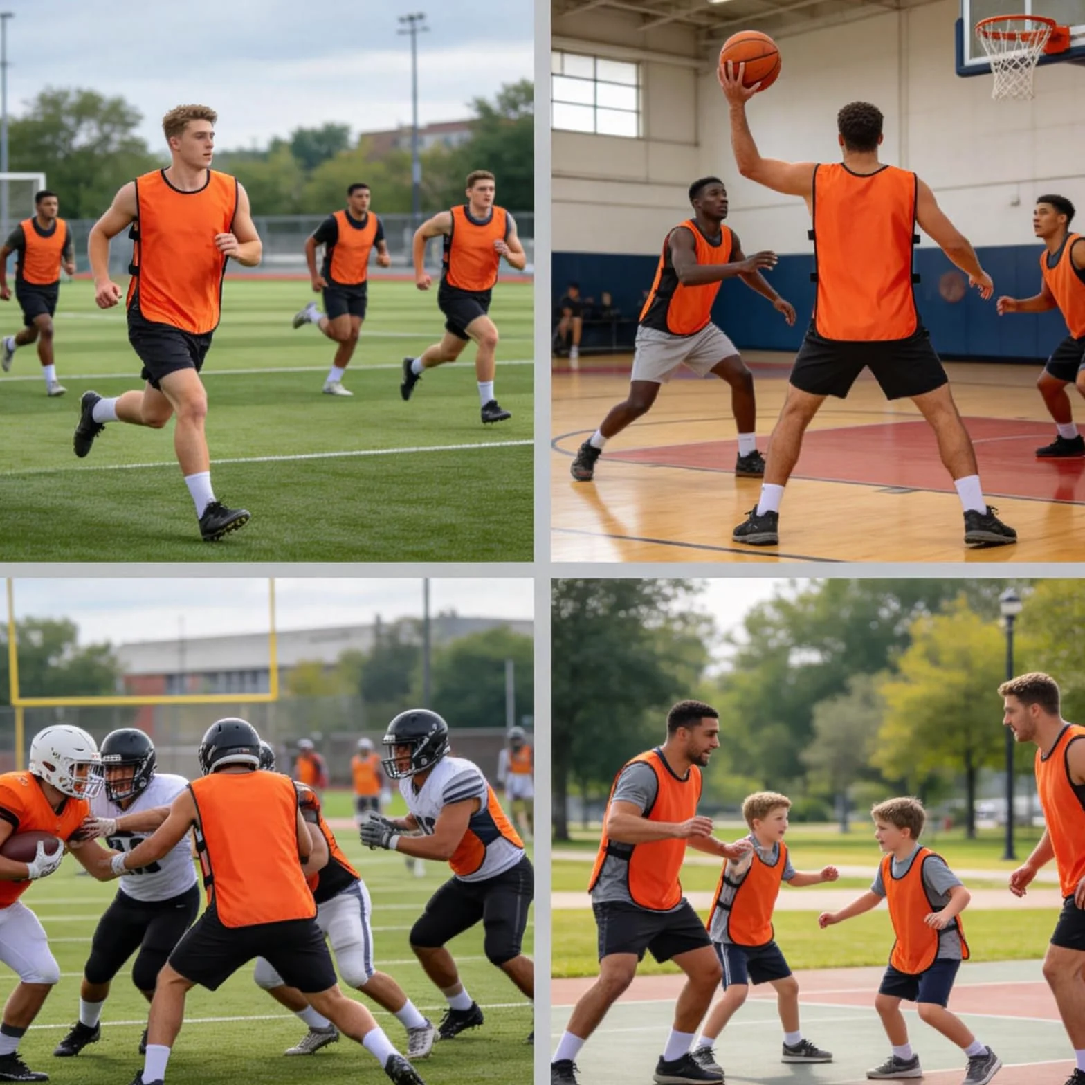 Lot de 12 Chasubles de Football pour Adultes et Jeunes, Gilet d'Entraînement Respirant, Orange, 70 x 47 cm