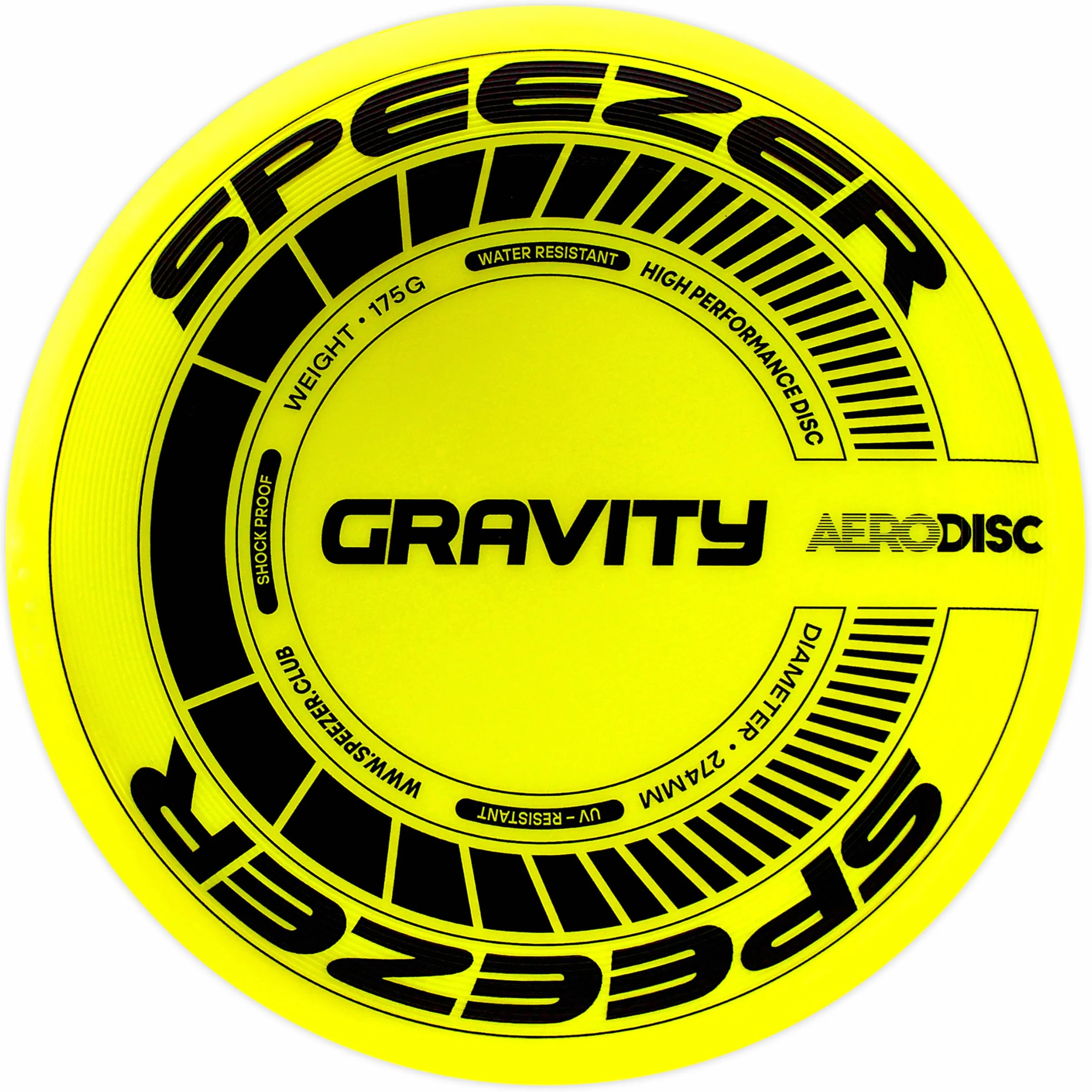 SPEEZER® Gravity Frisbee 175 g – Disque de lancer professionnel jaune fluo – Jeu de sport en plein air – Frisbee pour enfants et adultes