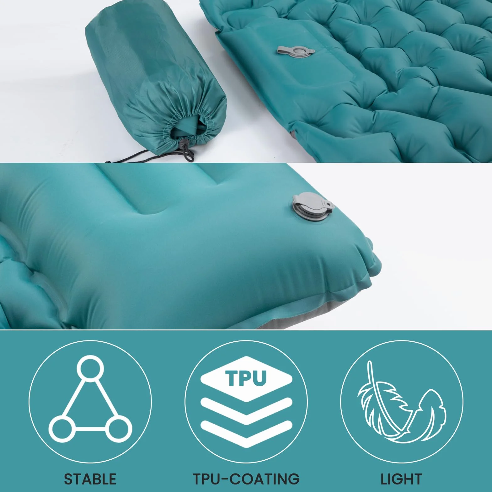 Satisfure Matelas de camping auto-gonflant ultra léger avec pompe à pieds