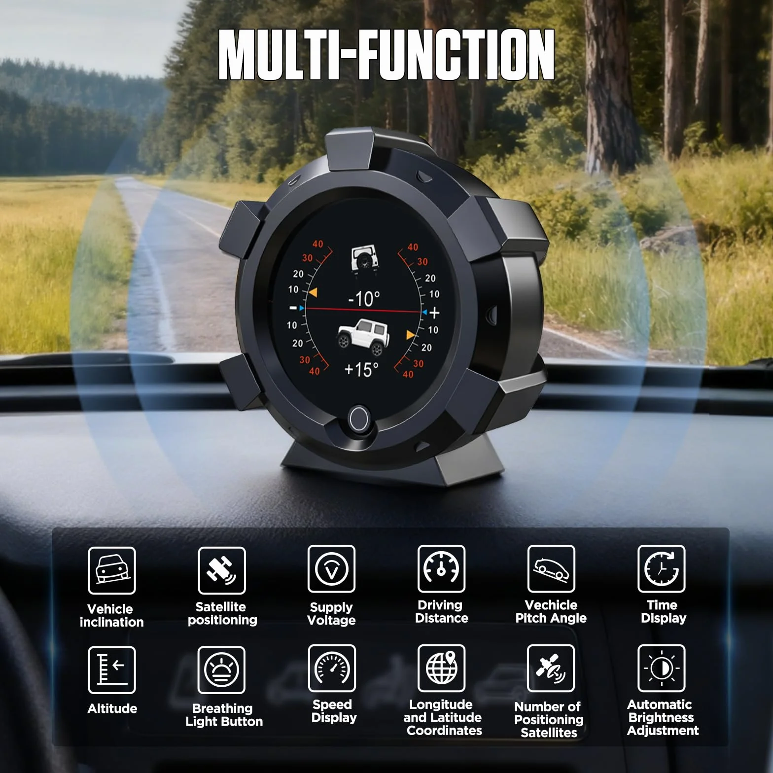 MR CARTOOL X95 GPS Speedomètre Numérique MPH Inclinomètre Jauge de Pente Affichage Tête Haute Automobile