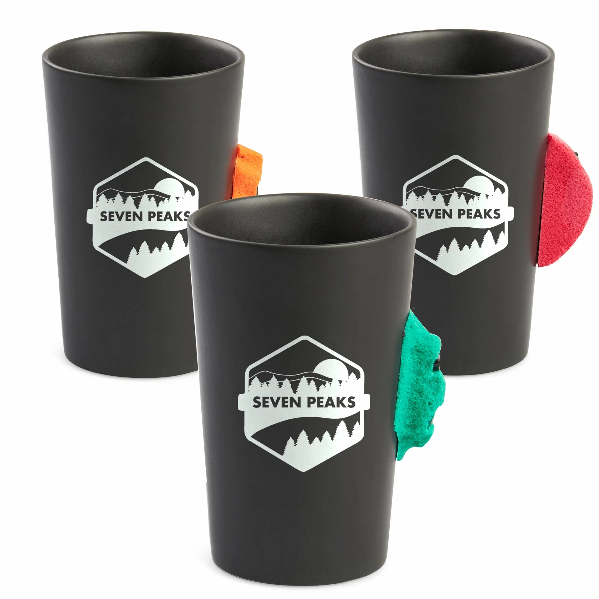 Seven Peaks Ceramic Climbing and Adventure Mug Professional Climbing Grip Microwave Safe Water Resistant Set of 3