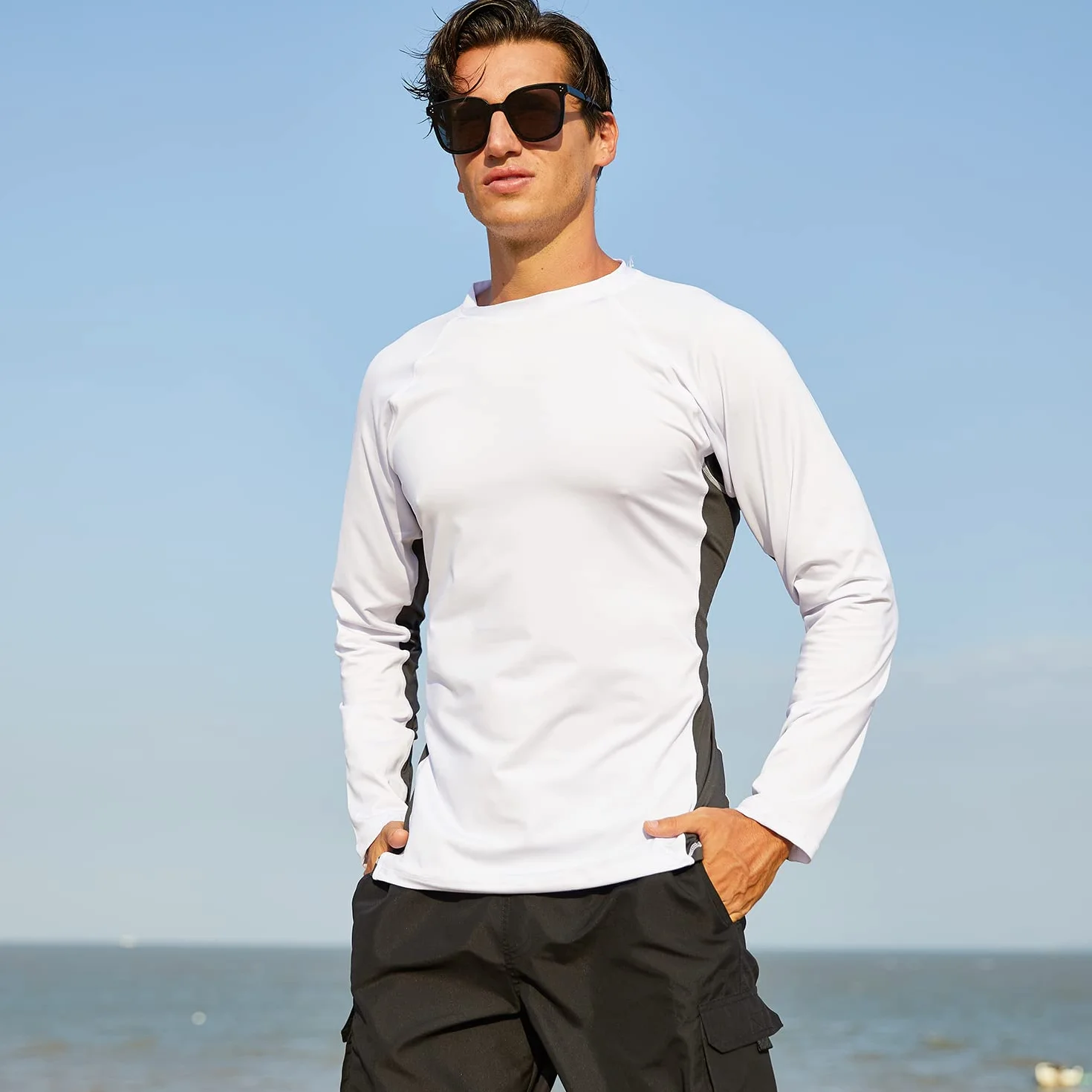 Arcweg Rashguard Homme Manches Longues Anti-UV UPF 50+ T-Shirt Surf Natation Plongée