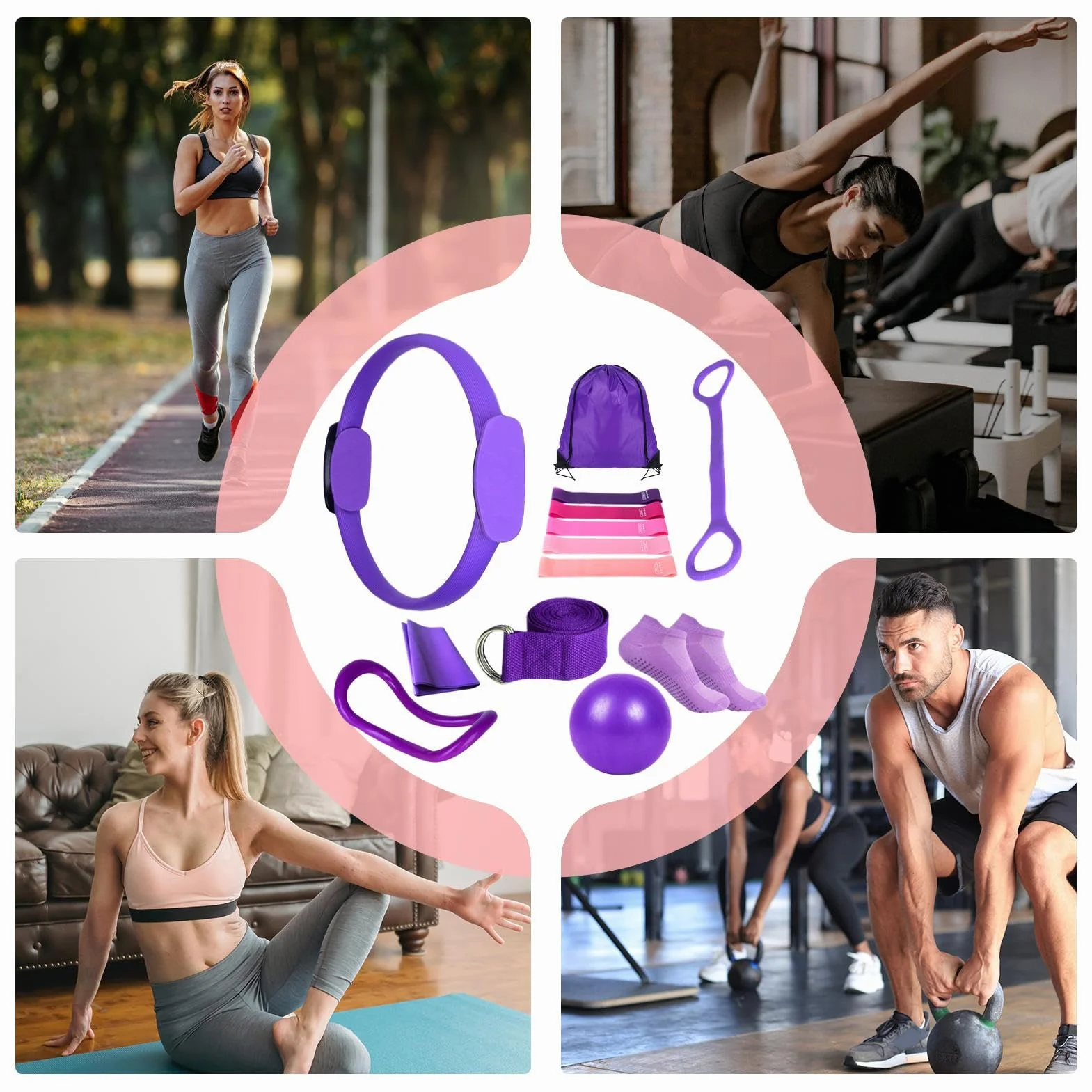 Better Me Kit Pilates Complet 14 Pièces Maison Accessoires Yoga Fitness Femme