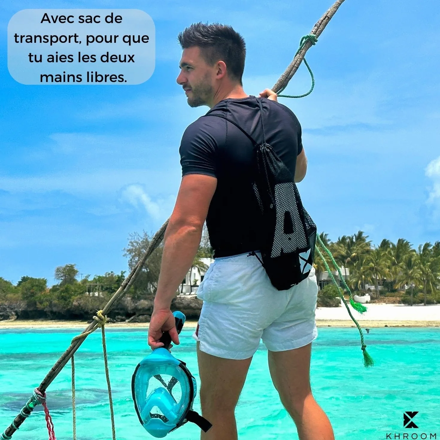 Palmes Courtes réglables Khroom Taille 32-47 avec Sac pour Plongée Natation