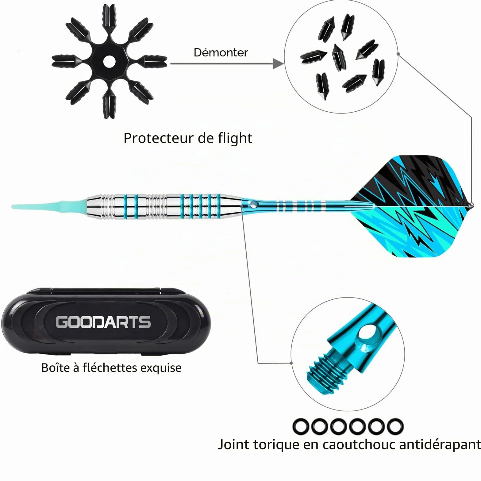Flechette Pointe Plastique Lot de 3 18 g Professionnelles pour Cible électronique avec 30 Pointes