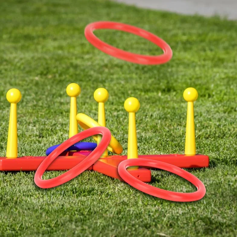 Jeu de Lancer d'Anneaux en Plastique Rouge 20 Pièces 8 cm Diamètre Extérieur