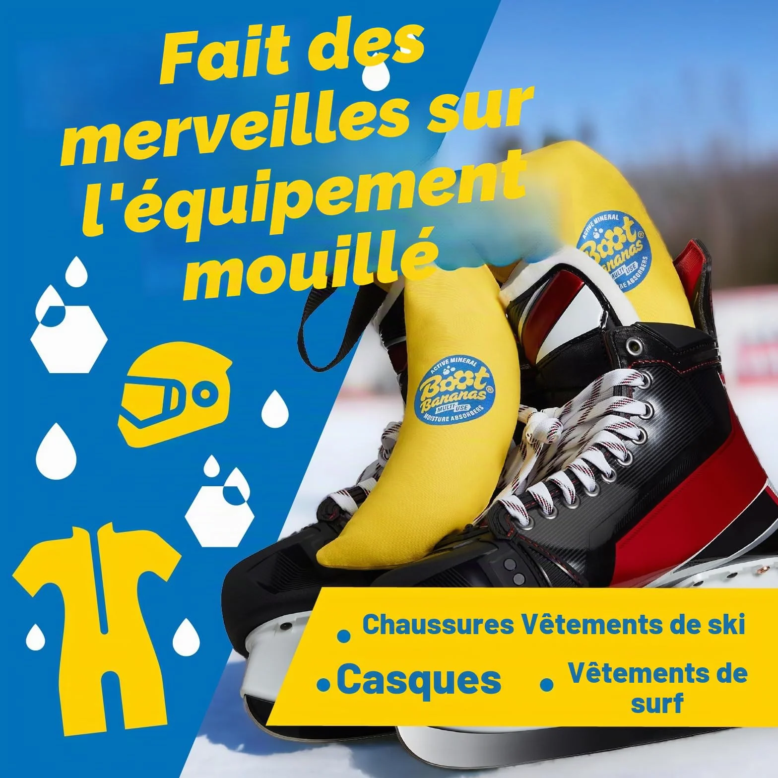 Absorbeurs d'humidité Boot Bananas pour chaussures de ski snowboard vélo moto golf
