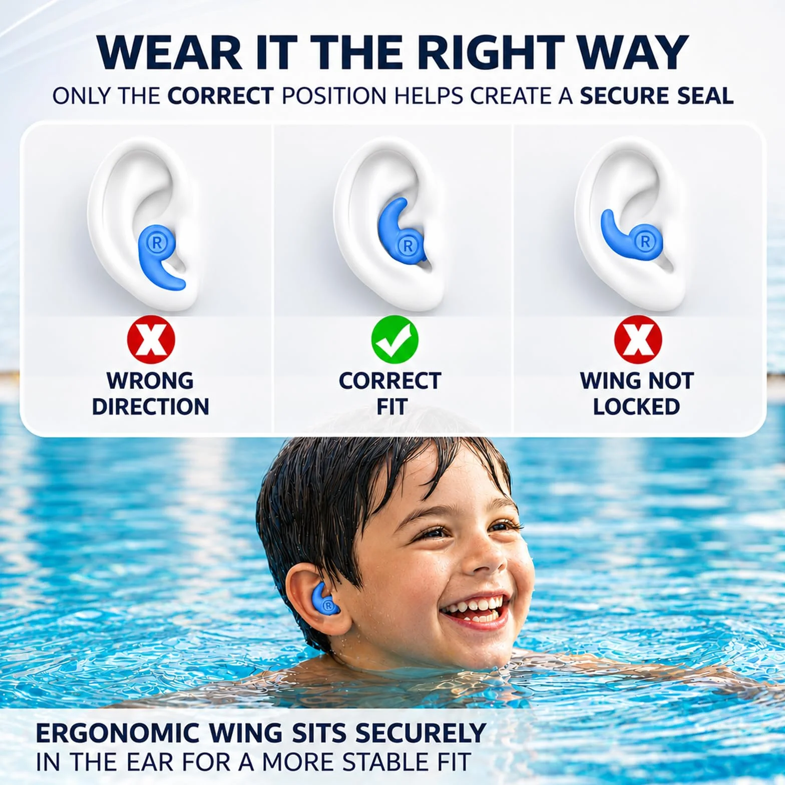 Bouchons d’Oreille Enfant Natation 4 Paires Étanches Silicone Réutilisable Protection Piscine Douche