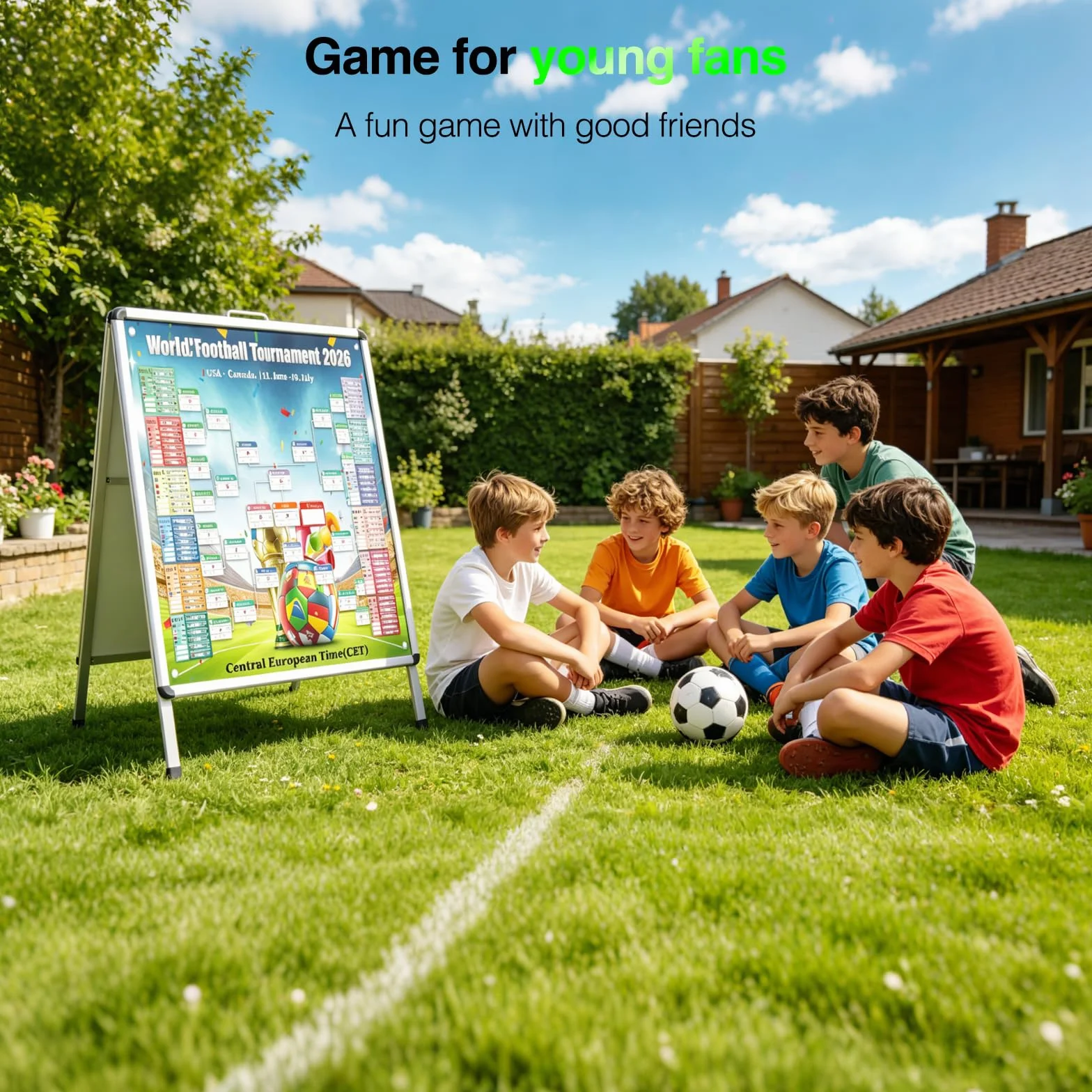 Poster Calendrier Coupe du Monde 2026 95x75 cm Affiche Football Match Decoration