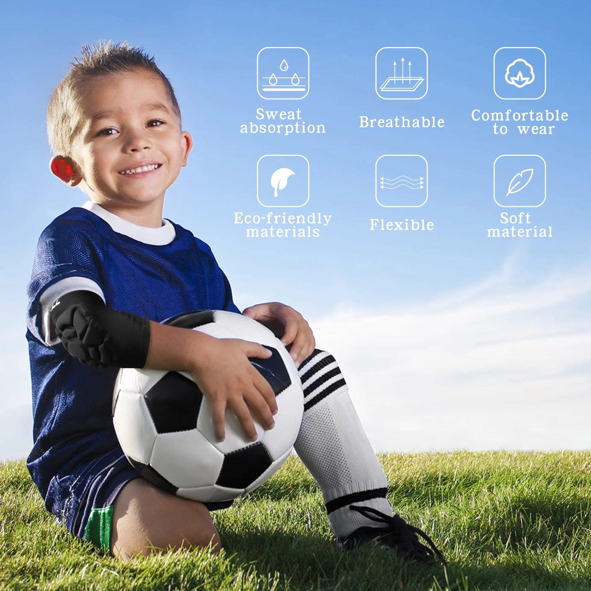 Coudières Enfant Ajustement Serré Manchon Bras Compression Tampons Eponge Protection Coude Sport Boxe Danse Football
