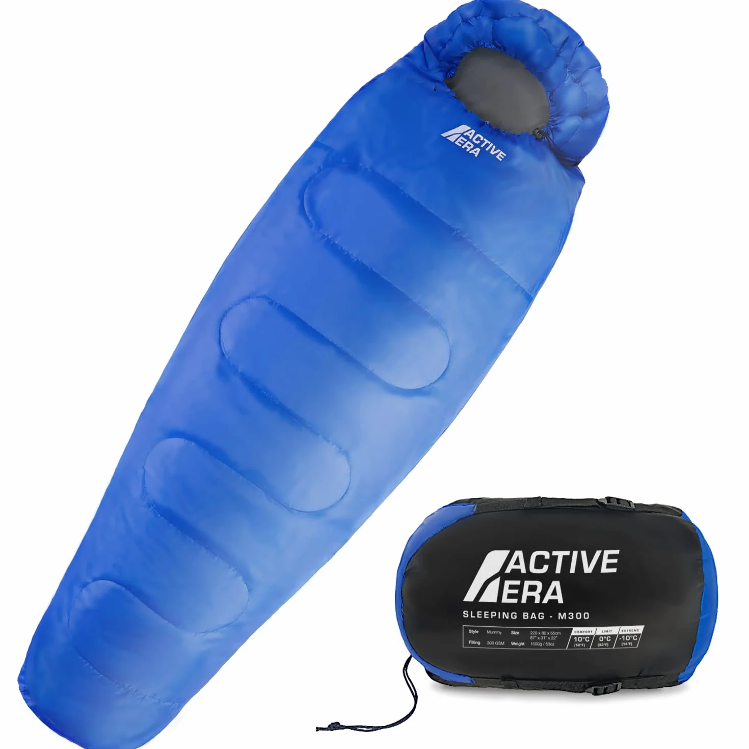 Active Era Sac de Couchage Sarcophage Professionnel 300GSM 3-4 Saisons Température Extrême Duvet Adulte Compact Camping Randonnée