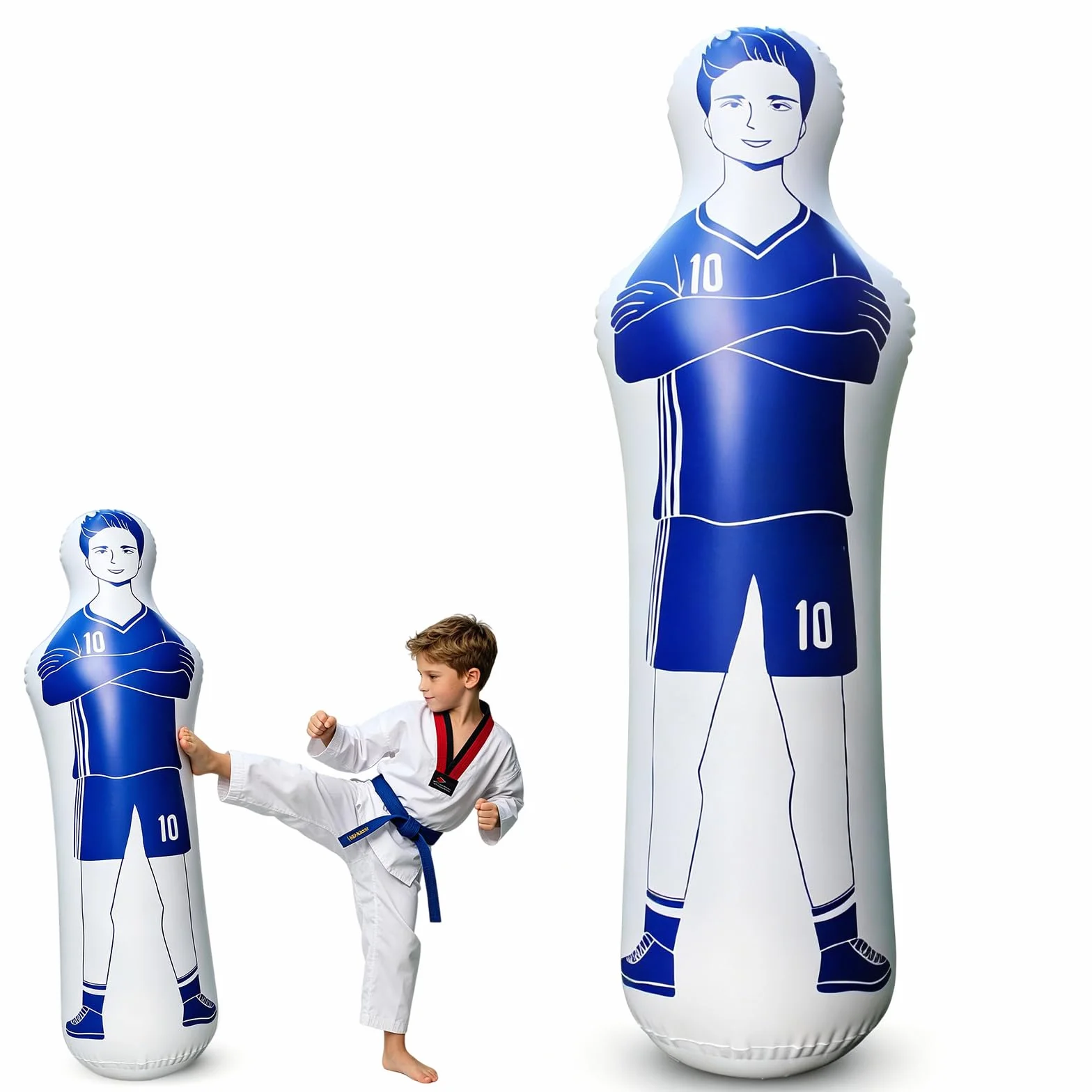 Mannequin de Football Gonflable 40 x 160 cm Gardien de But Bleu PVC 0,35 mm