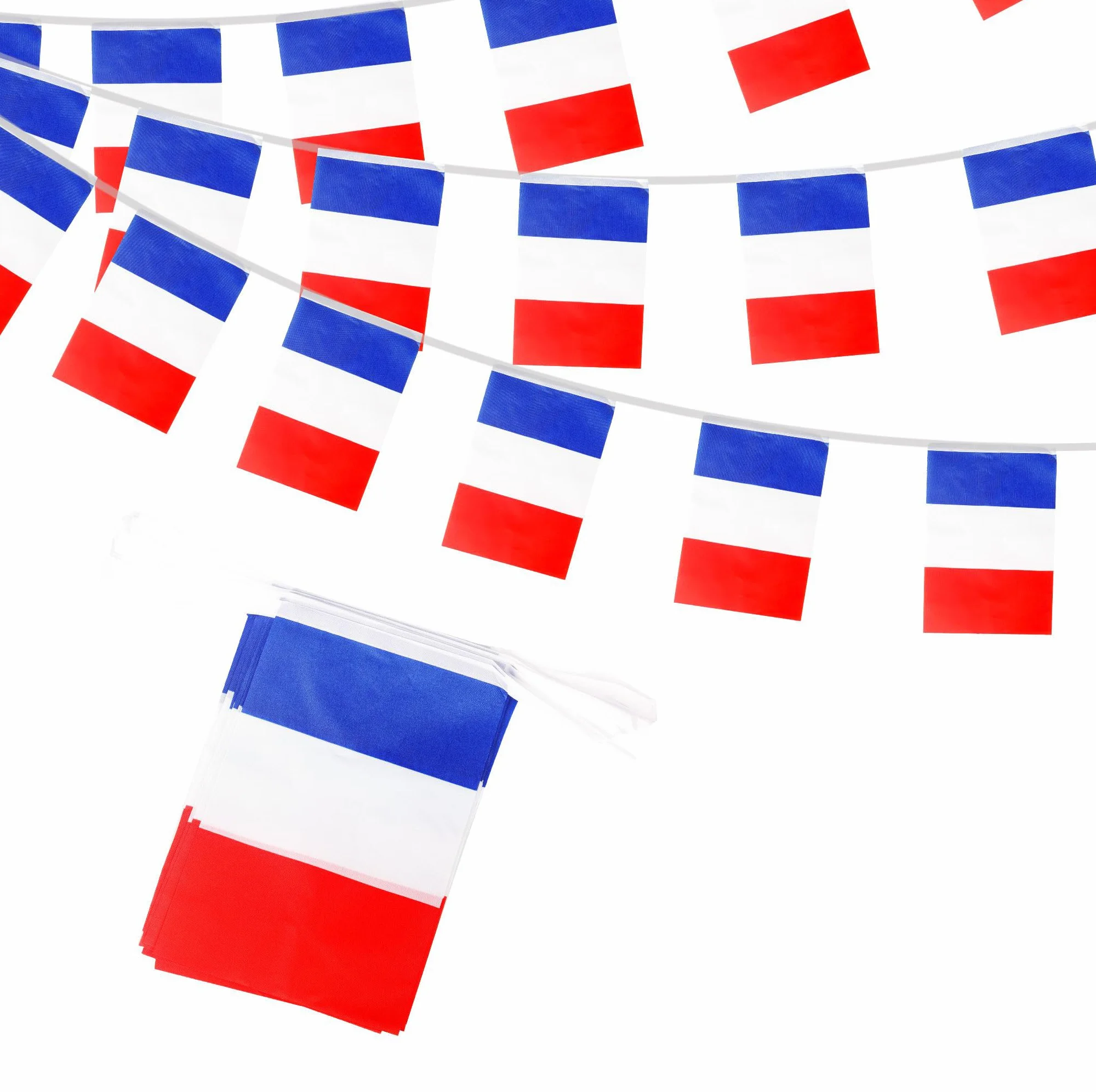 Guirlande de 30 drapeaux de la France 14 x 21 cm 10 m Motif football européen 2024 Décoration de fête