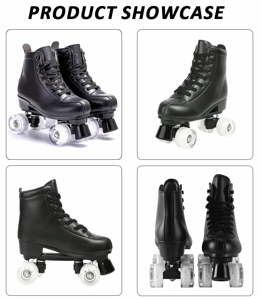 ERNAN Patins à roulettes 4 Roues, Rollers parallèles Lumineux, Taille 35-43 pour Adultes Enfants Débutants