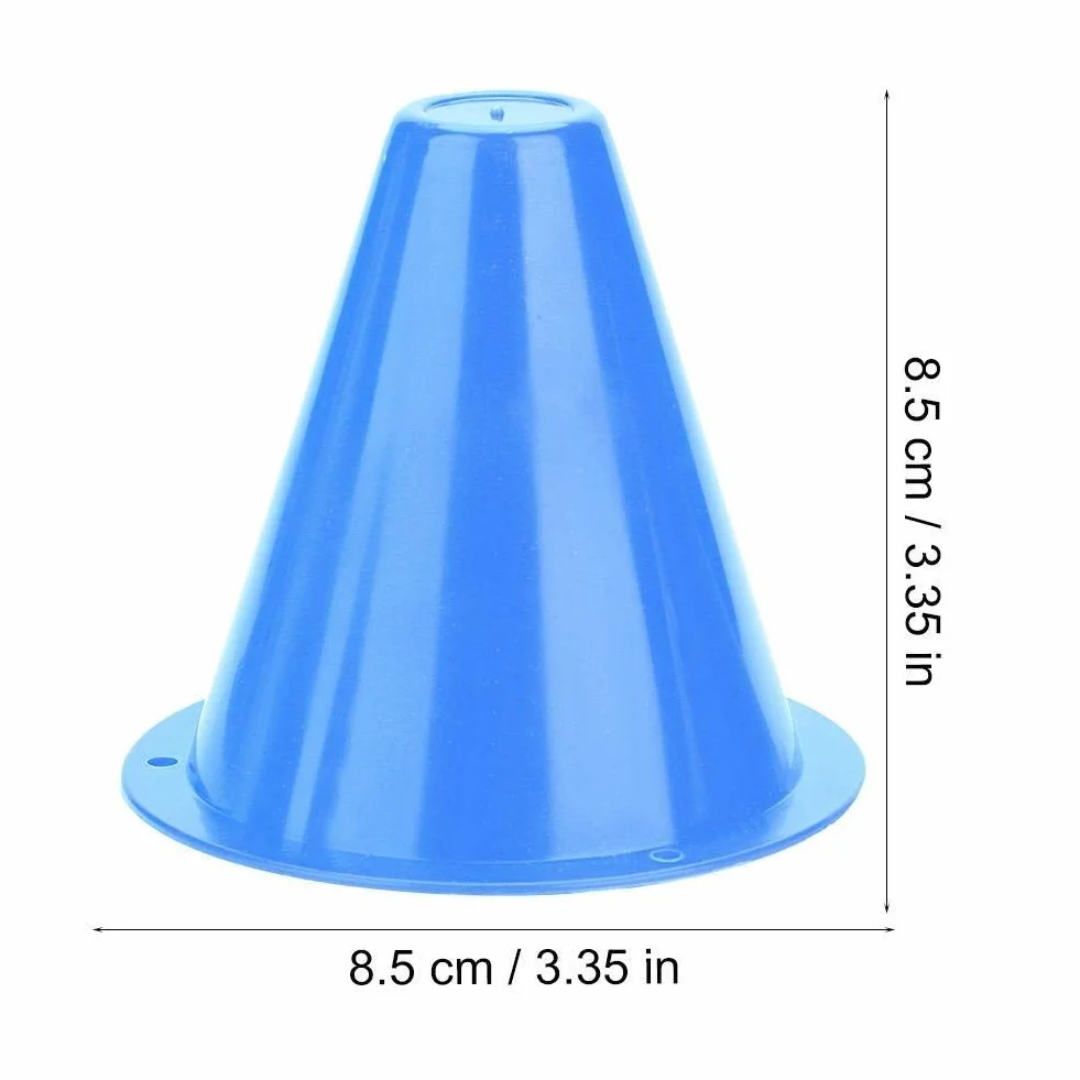 Broco 10pcs Football Cône en Plastique Porte-barrières Marqueur Bleu