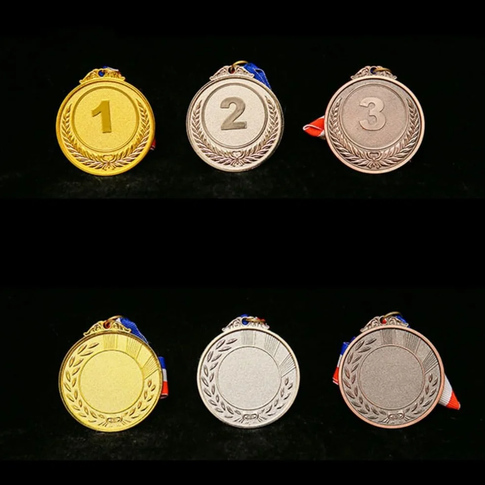 Médailles Métal Or Argent Bronze Style Olympique avec Rubans pour Enfants Jeux Concours Fête