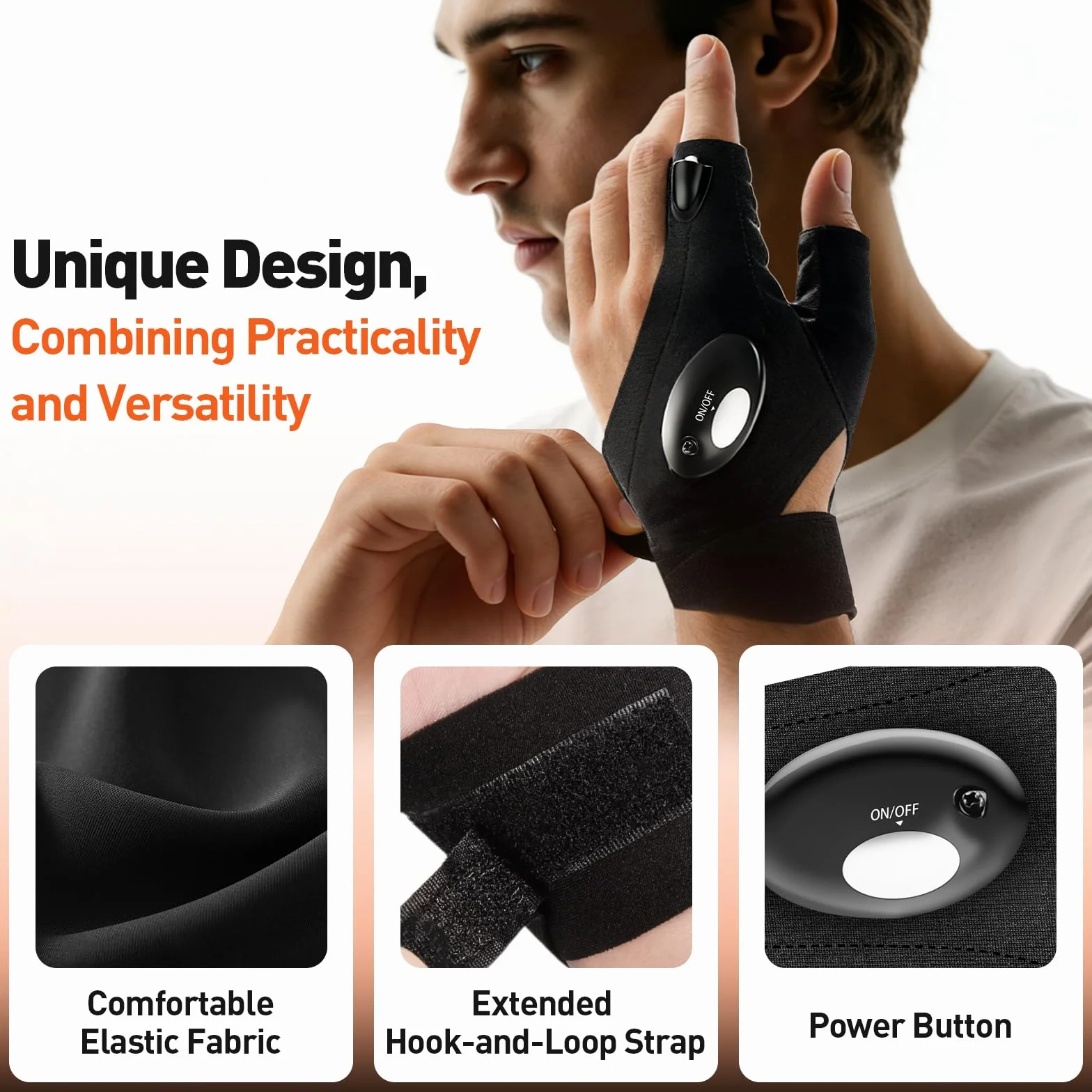 Gants LED Lumineux Gadget Insolite Utile Cadeau Fete des Peres Homme Femme