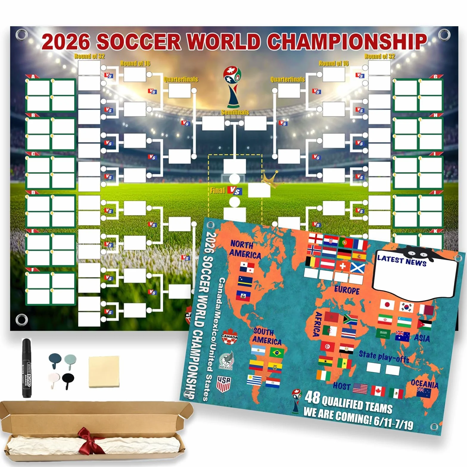 Calendrier 2026 Coupe du Monde Affiche Officielle 84 x 60 cm Décoration Fête Football