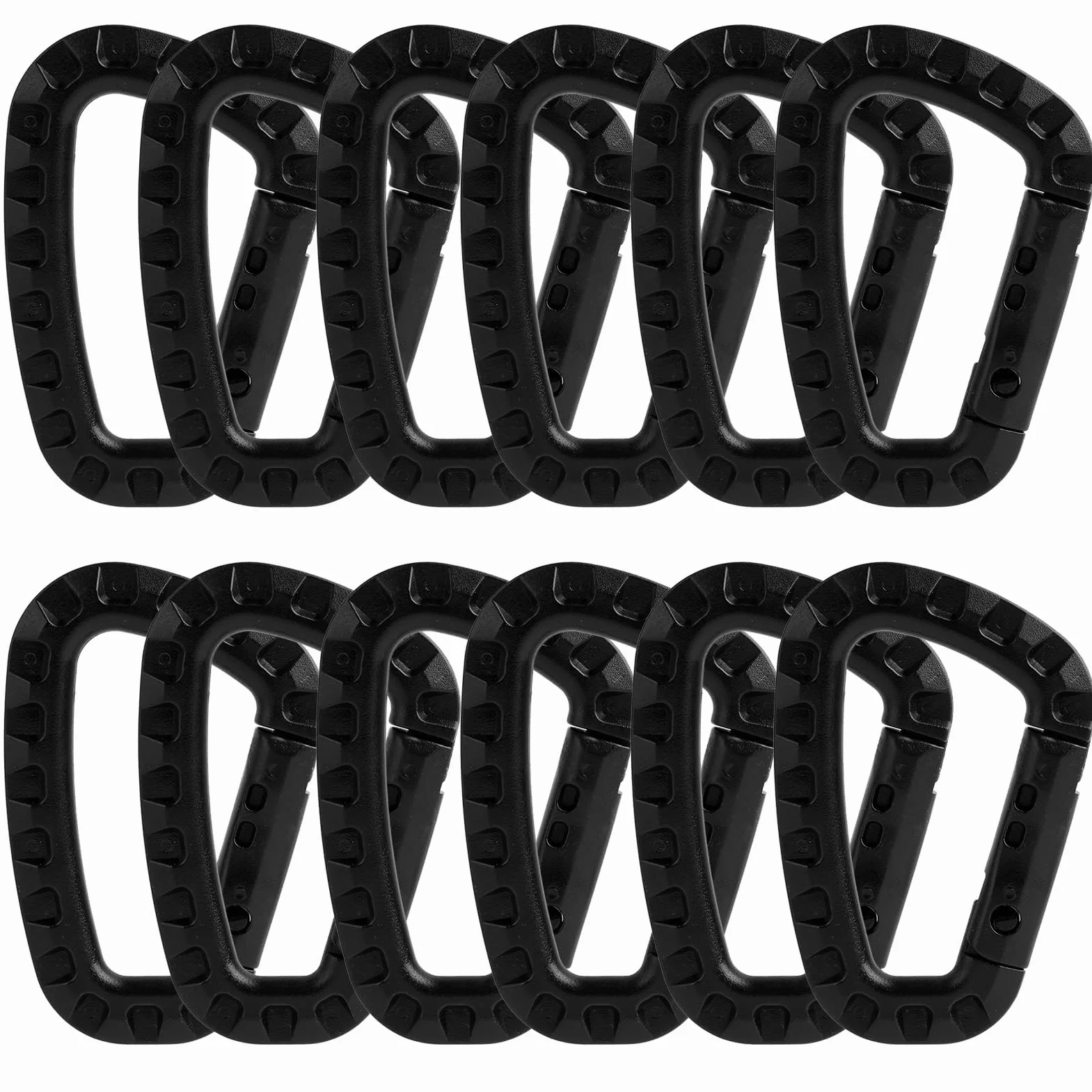 Mousquetons en Forme de D en Plastique Noir 8.3cm x 5.5cm pour Escalade Camping Randonnée