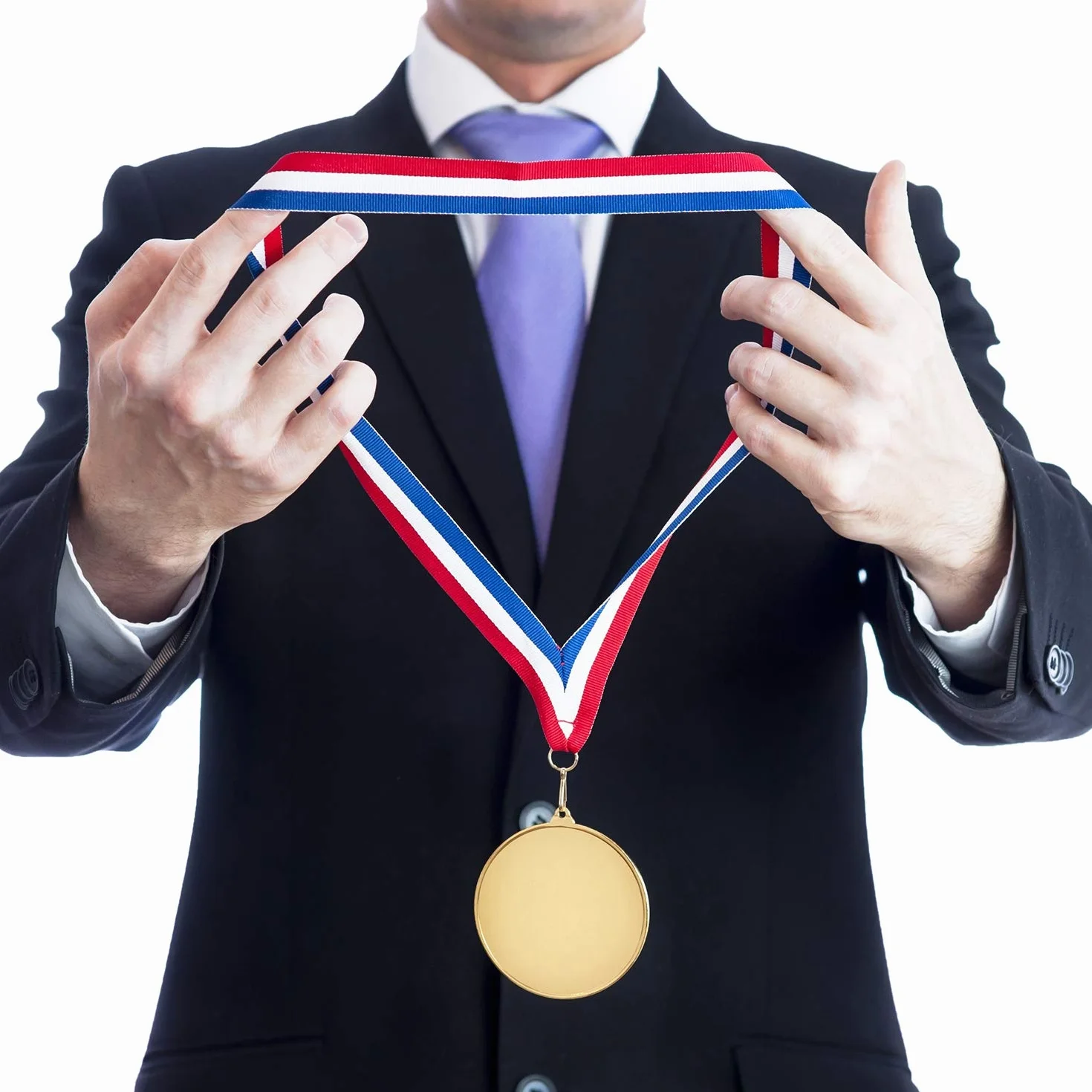 Outus Award Neck Ribbons Medal Ribbons Striped Lanyards with Snap Clips for Competitions Sports Party, Red White Blue