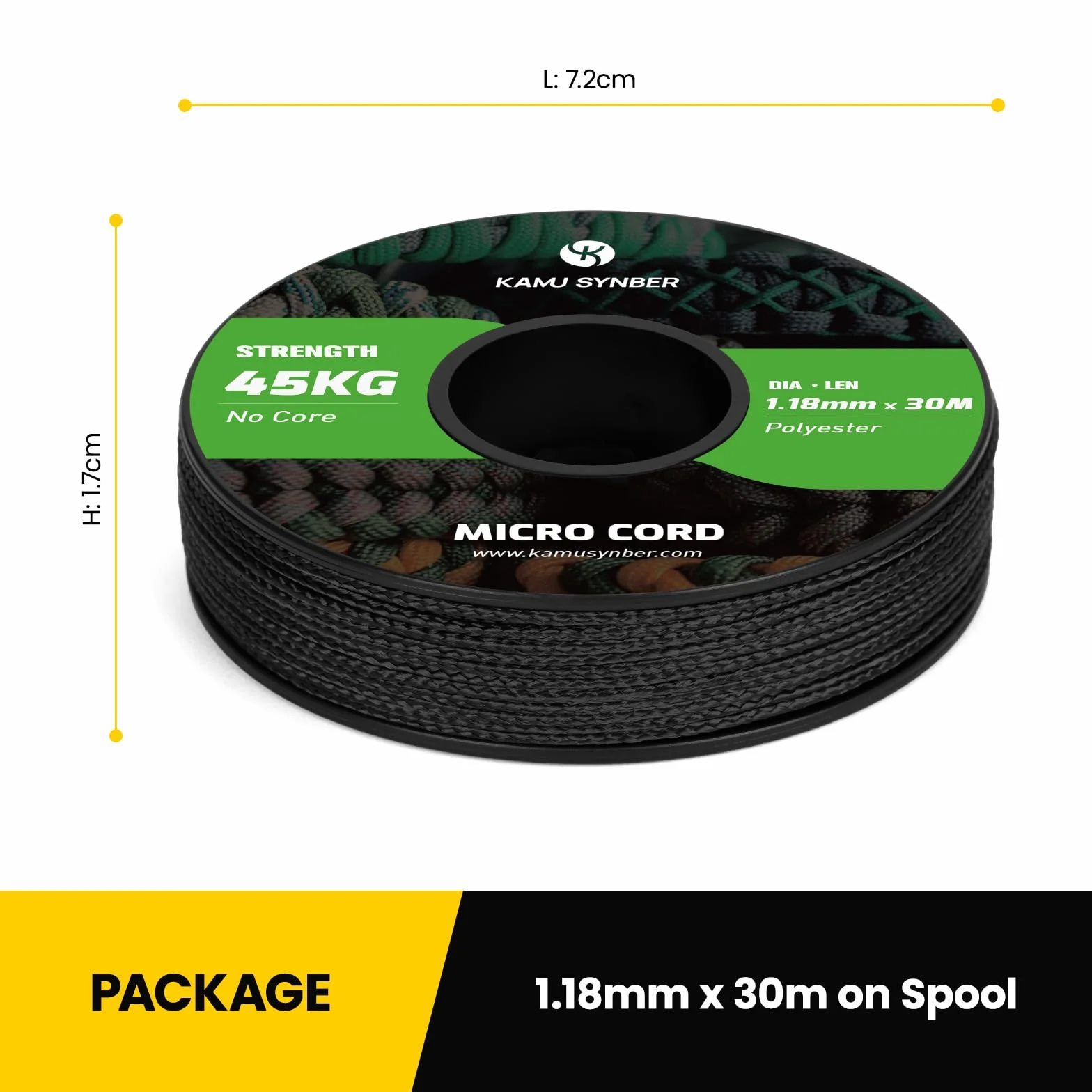 Micro Corde 1.18mm Paracorde 30m Bobine Noir pour Bijoux Bracelet Pêche Bricolage 45kg