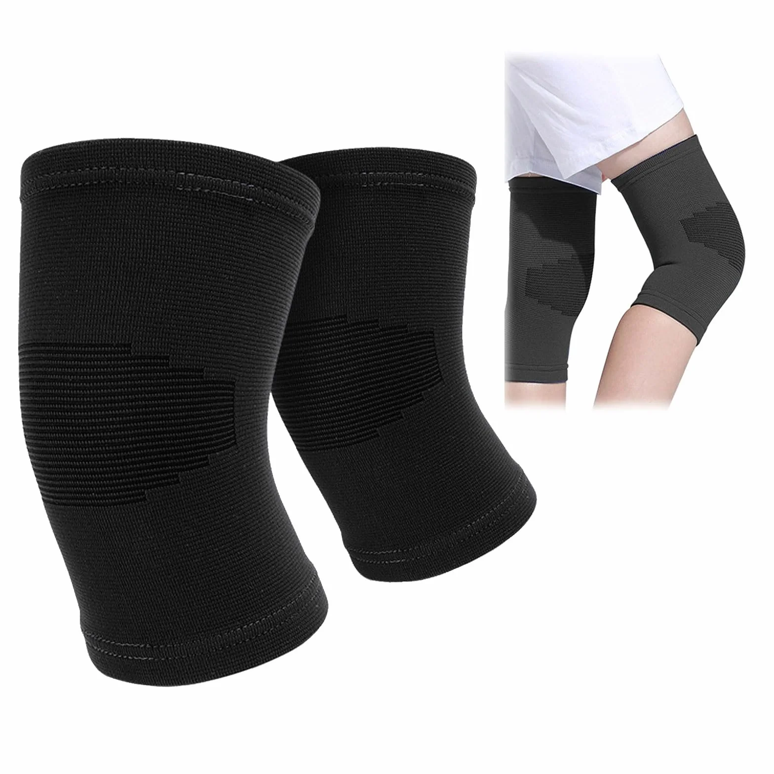 Genouillère de contention pour enfants Manchon de compression noir sport football gymnastique Taille unique
