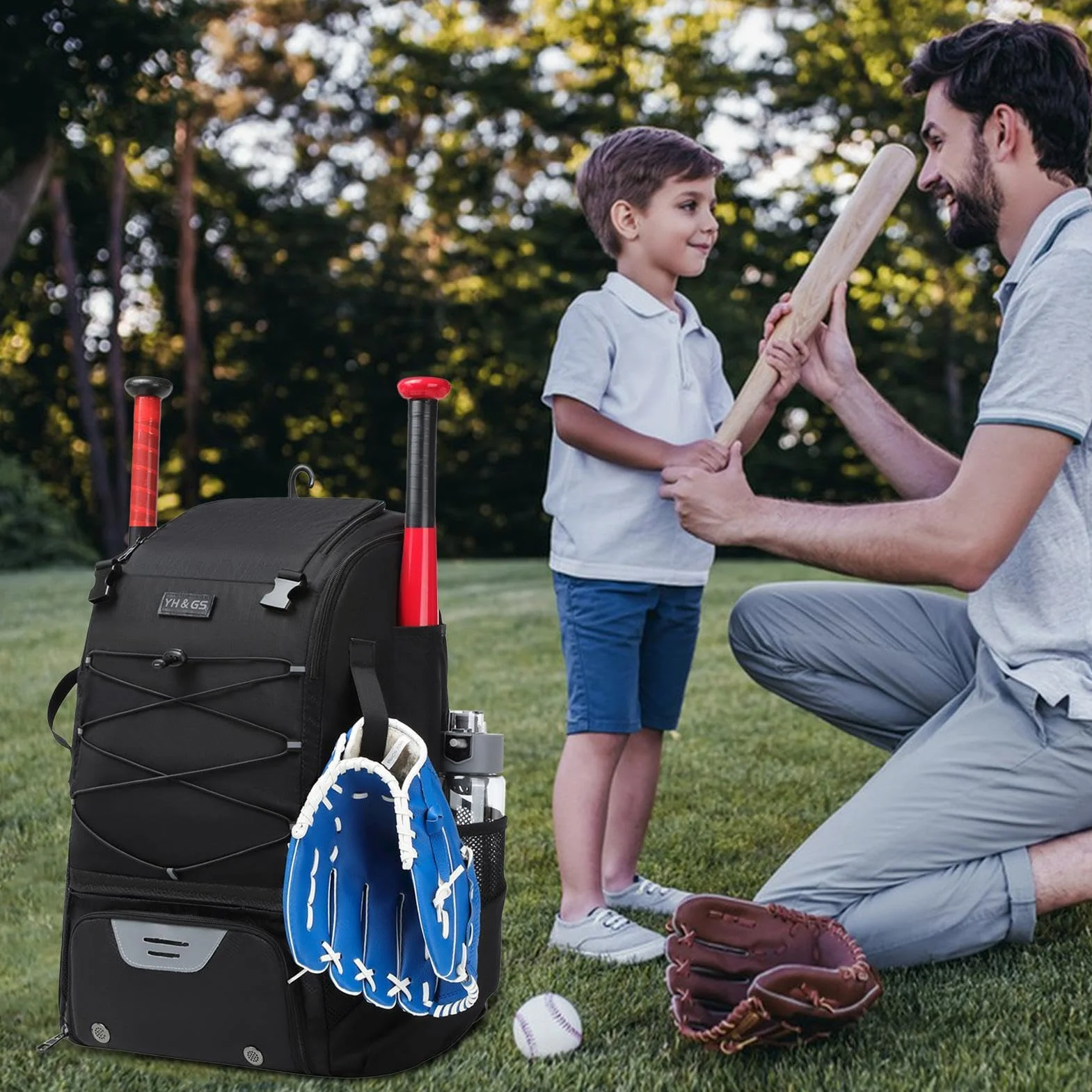 Sacs polyvalents d'équipement de baseball avec crochet de clôture pour casque et batte