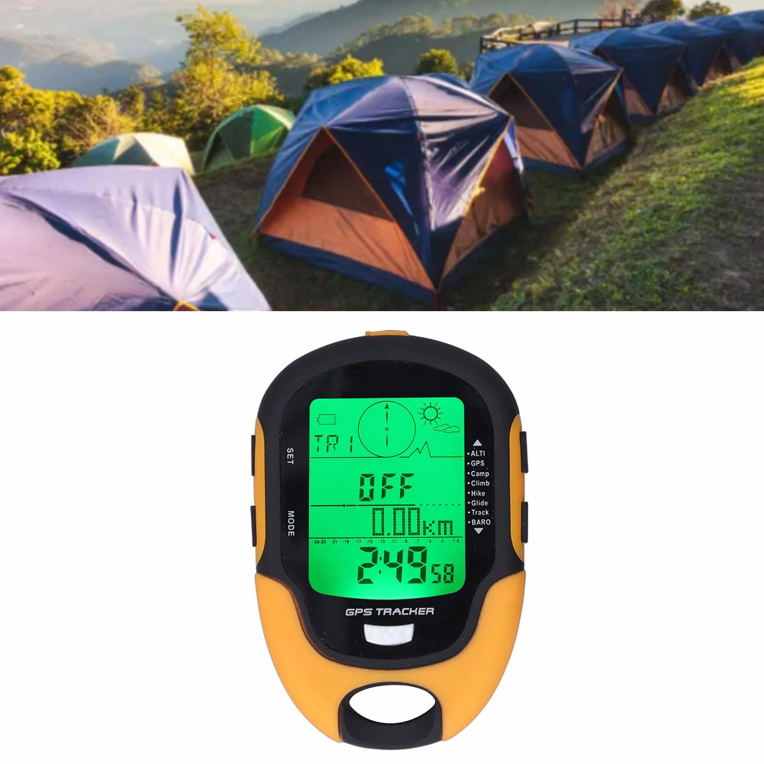 Baromètre GPS Altimètre Boussole Multifonctionnel Étanche IPX4 Thermomètre Météo Testeur de Pression Barométrique LED
