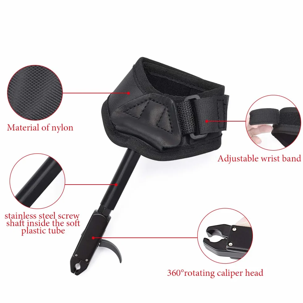 Elong Archery Compound Bow Release - Dragonne noire réglable Trigger Caliper