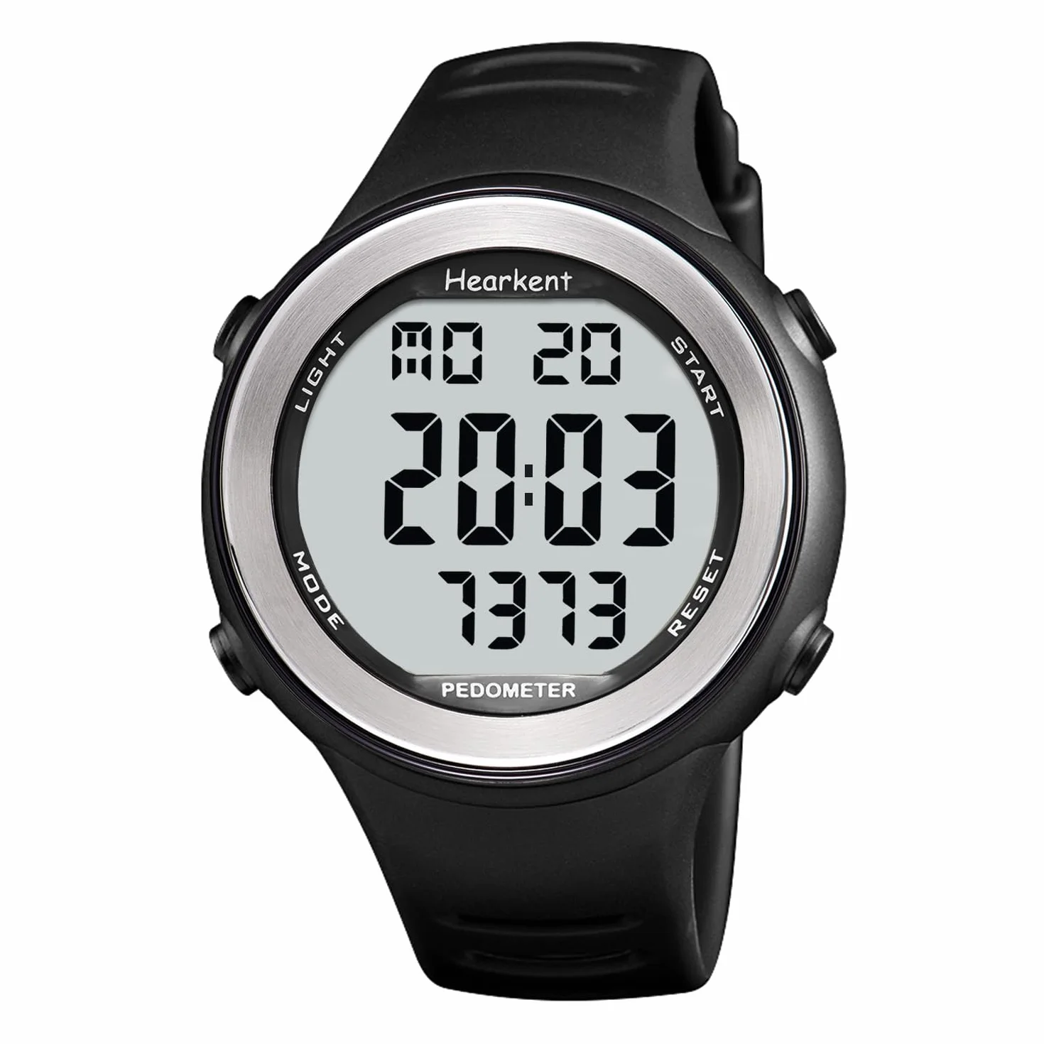 Hearkent Montre podomètre étanche pour Personnes âgées sans Bluetooth Compteur de Pas Noir