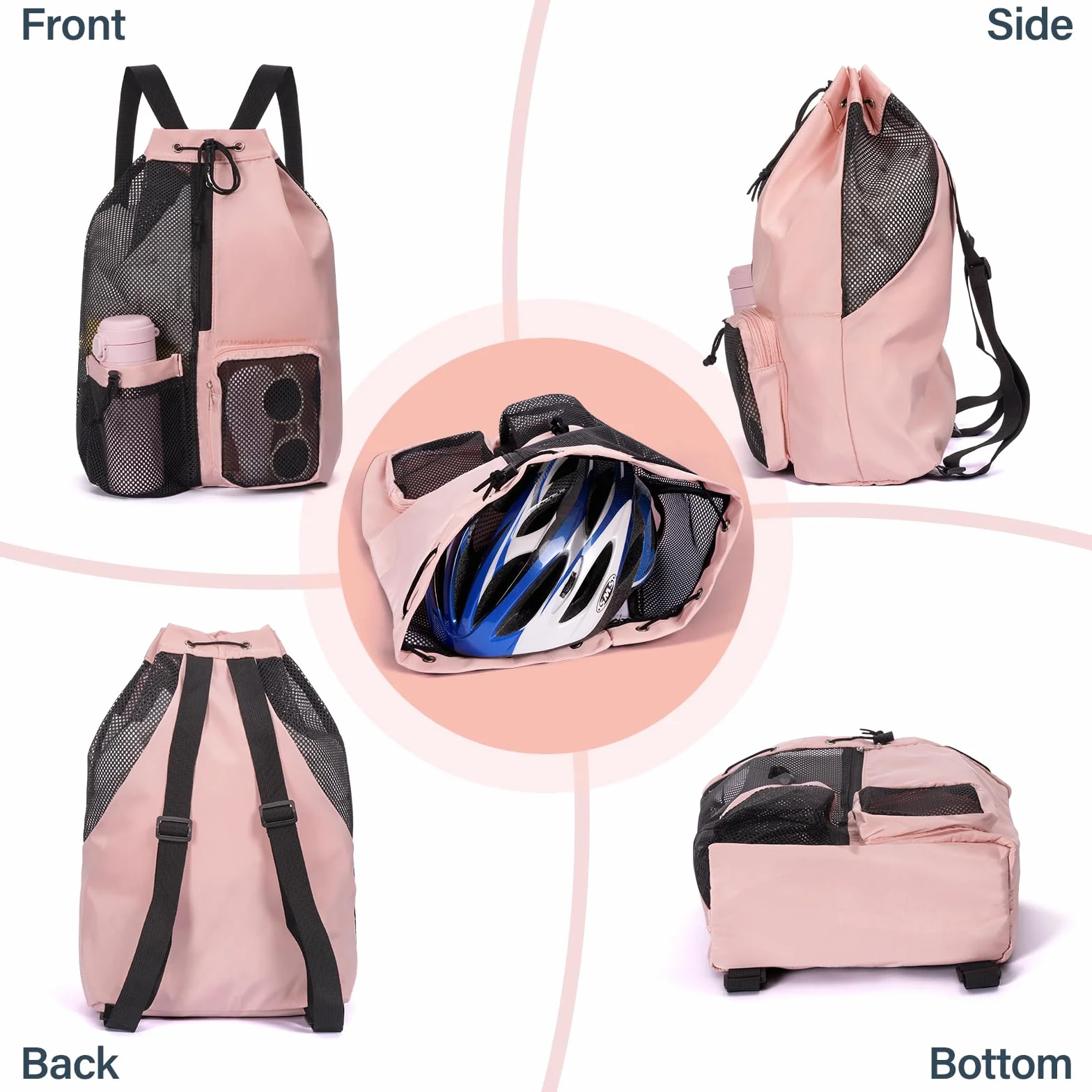 Sac Piscine Résistant à l'eau Sac Cordon Séparation Humide et Sèche, Sac de Sport en Maille pour Natation Gym Plage