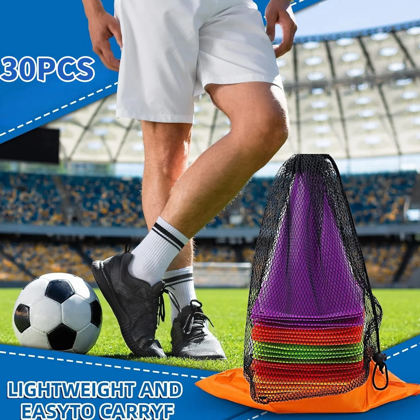 Cônes de Signalisation 30 Pièces 19CM Marqueur d'Entraînement de Football en Plastique pour Basket-Ball