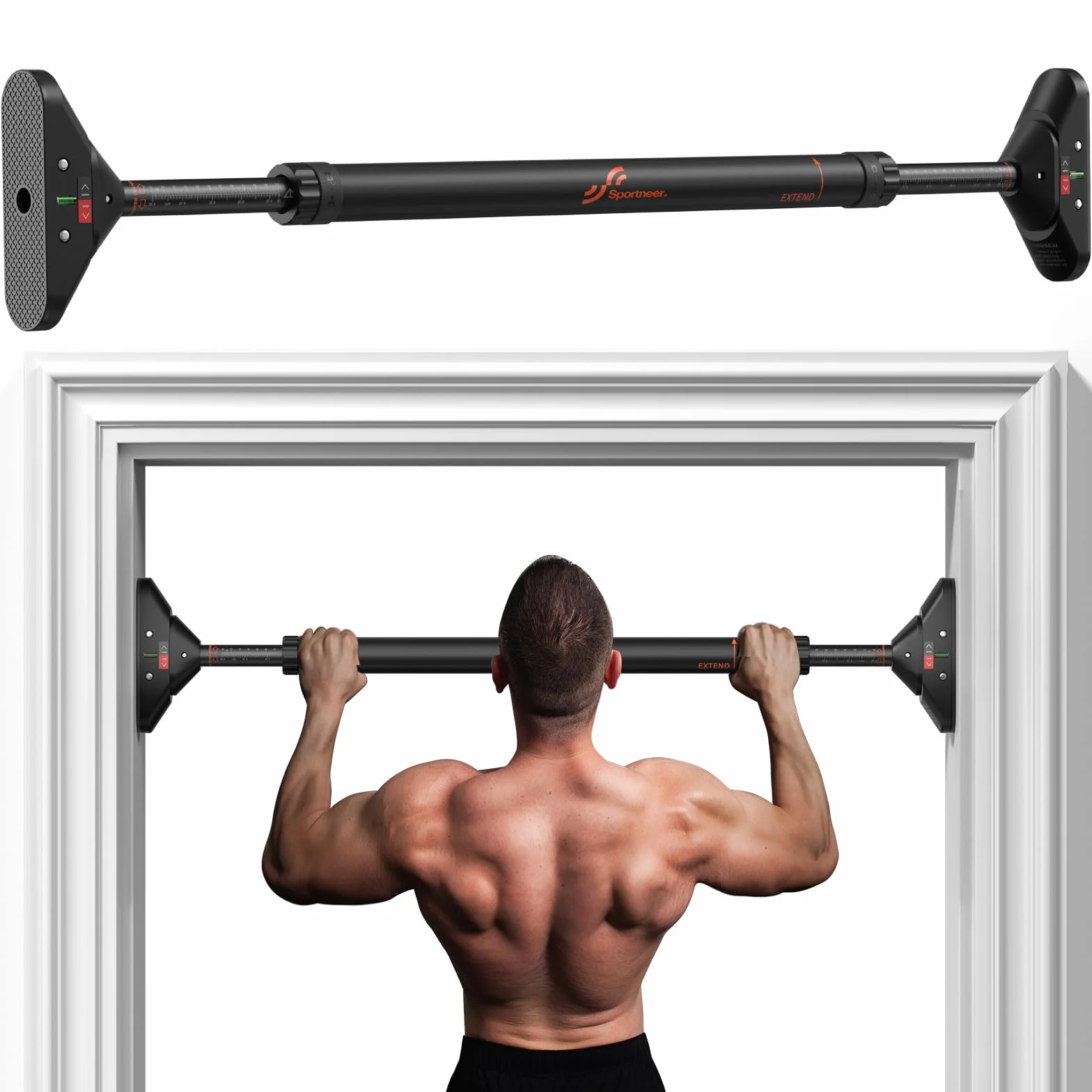 Sportneer Barre de Traction pour Porte sans vis réglable 75-94 cm 200 kg