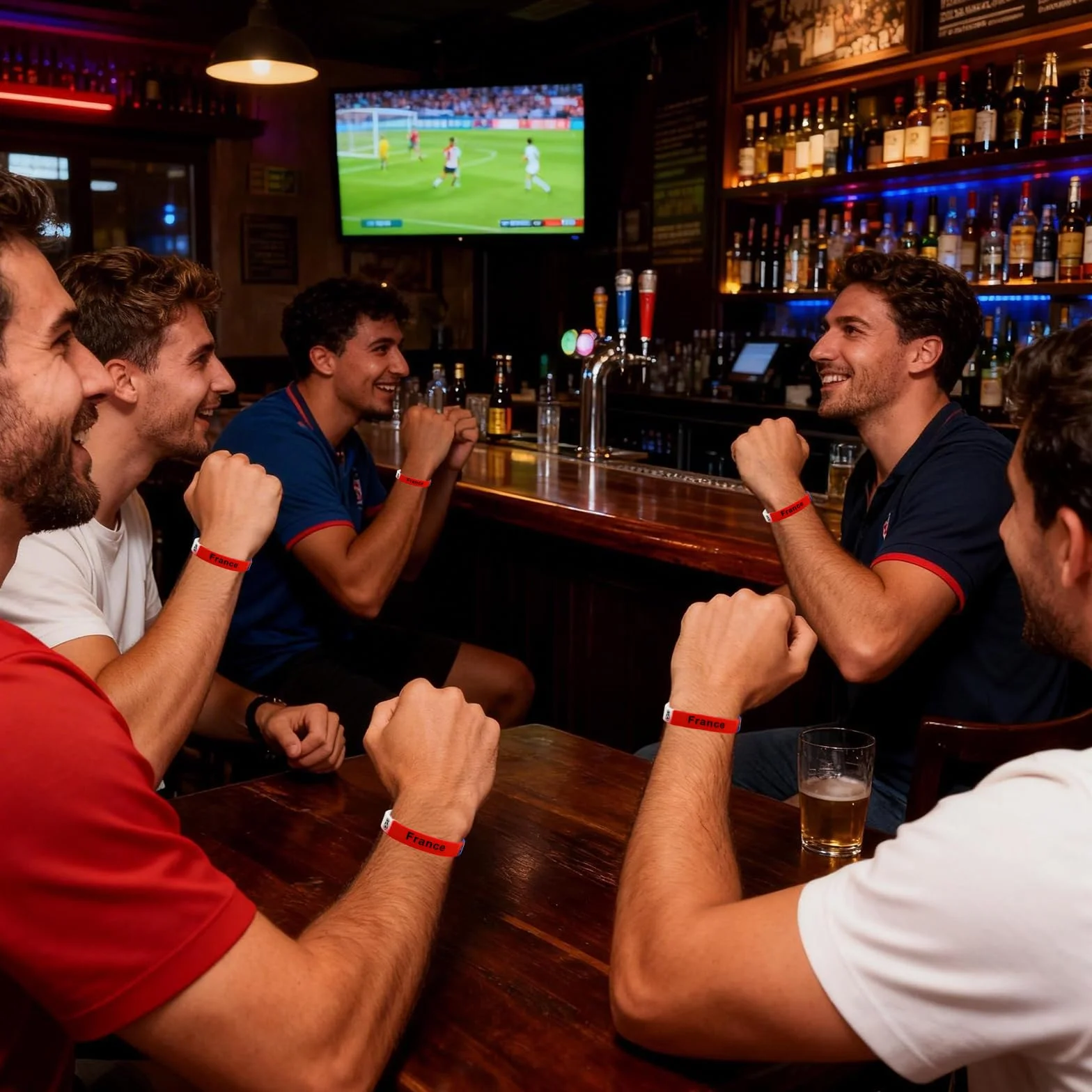Bracelet France Lot 10 Silicone Élastique Bleu Blanc Rouge Supporter Fan Accessoire Football Rugby
