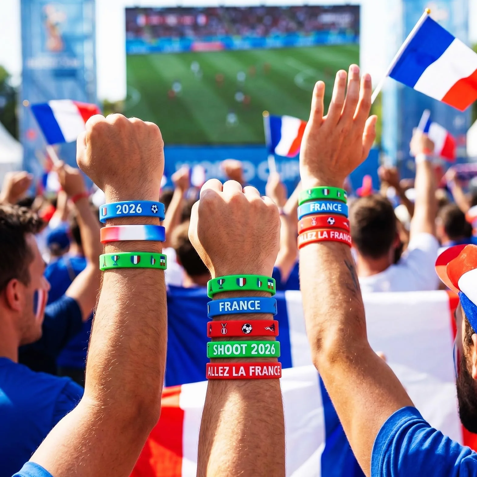 Bracelet Football Silicone Coupe du Monde 2026 Wristbands Motif Drapeau France