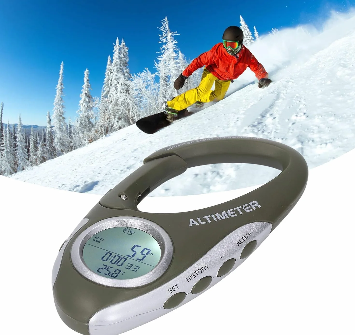 Baromètre altimètre numérique multifonctionnel avec boîtier ABS rétroéclairé pour escalade camping