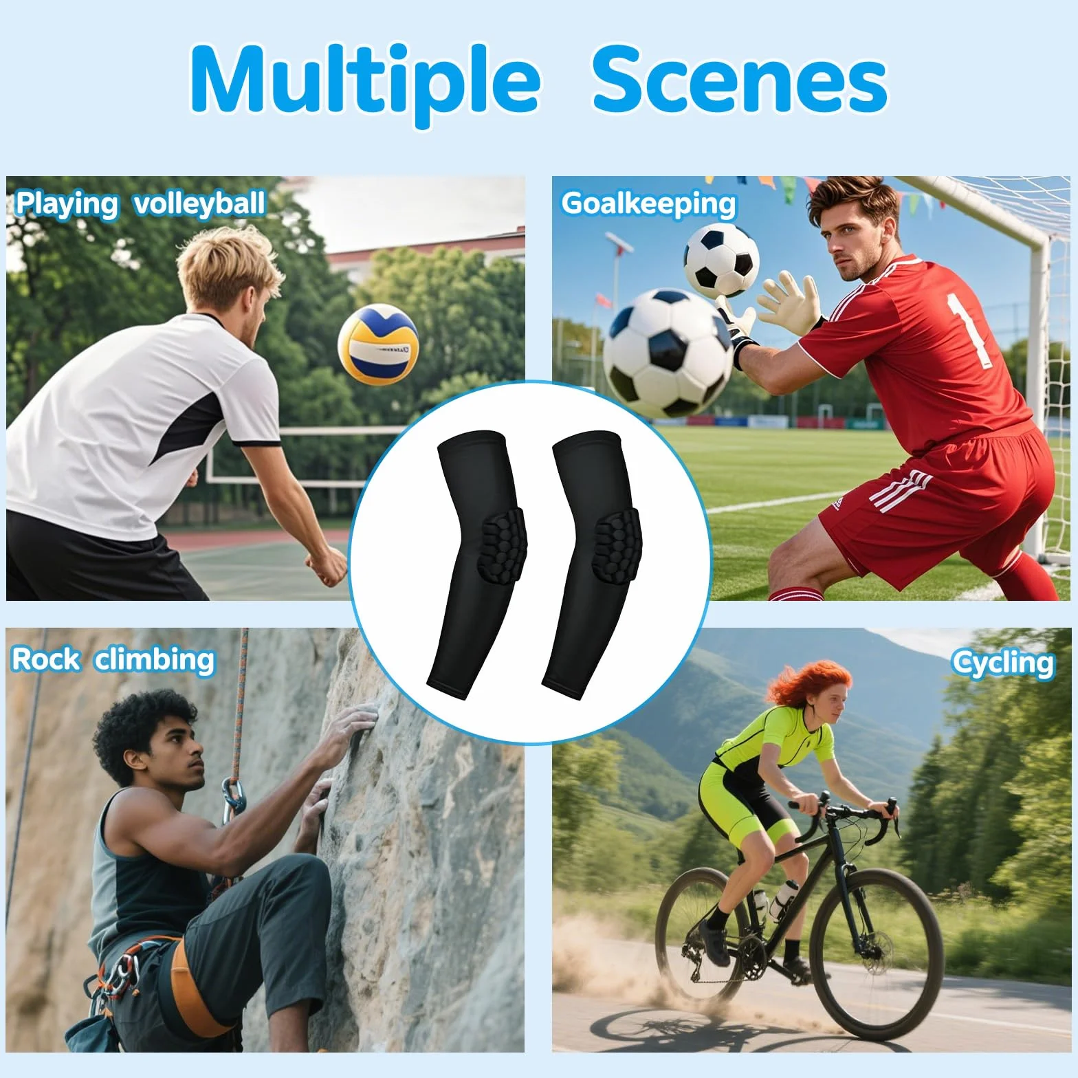 Coudiere Rembourré Manchon de Compression Bras Antidérapant Sport Protections Volleyball Football Basketball Handball 1Pair