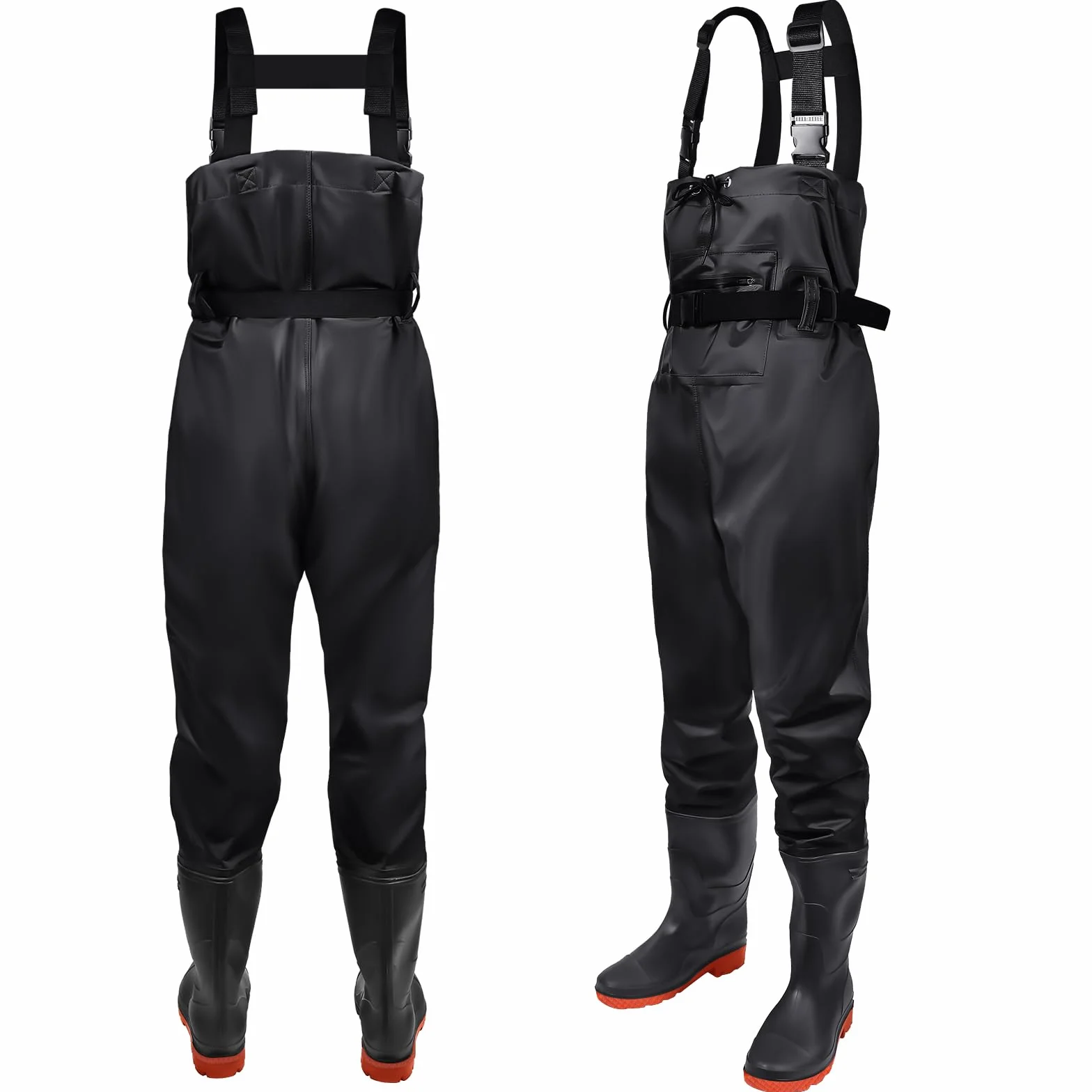 IEEILULU Waders Pêche Homme Pantalons avec Poche Poitrine Nylon Bottes 40-47 Antidérapants