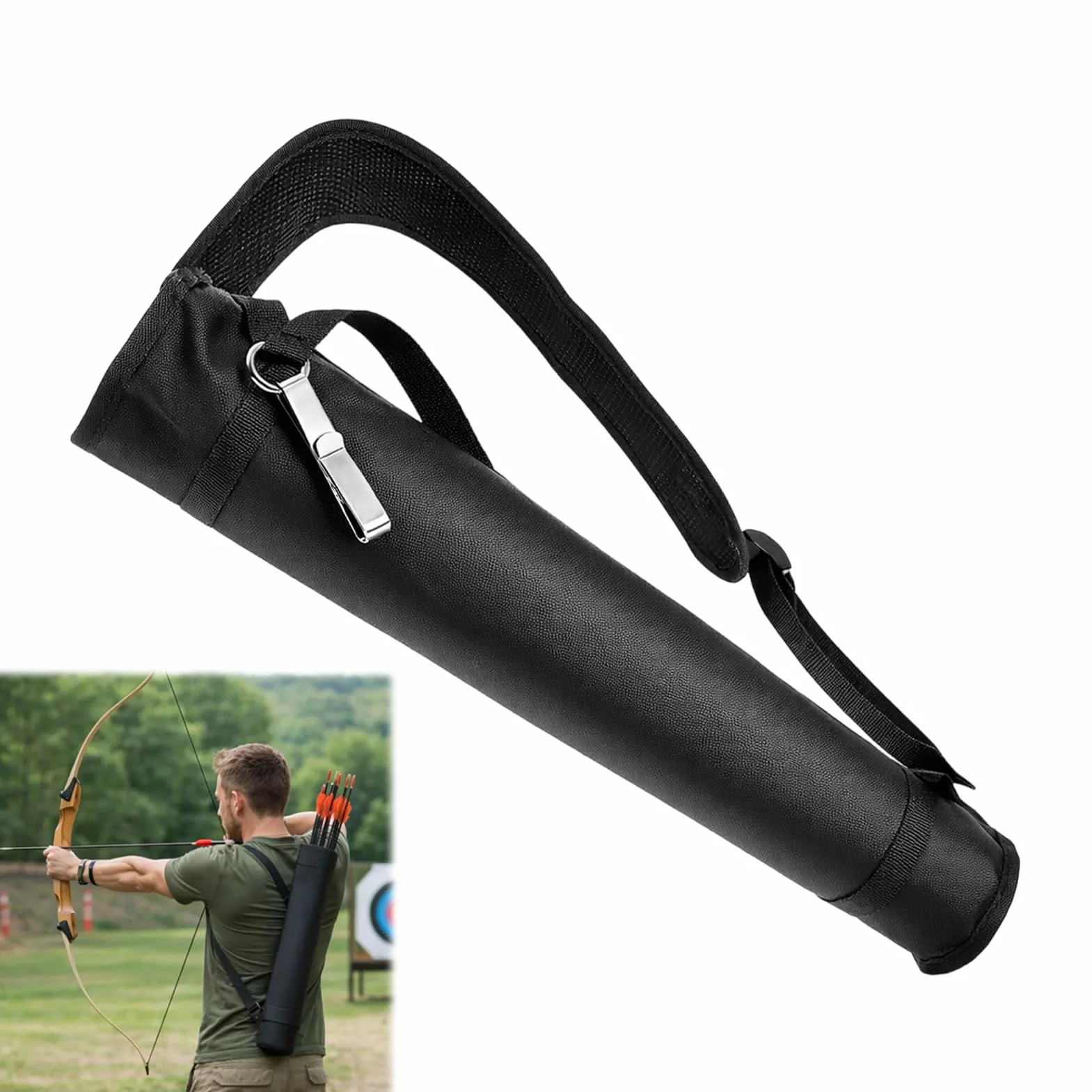 Carquois pour Flèches d'Archerie, Support Réglable Dos et Hanche, Sac de Flèches pour Arc à Poulies