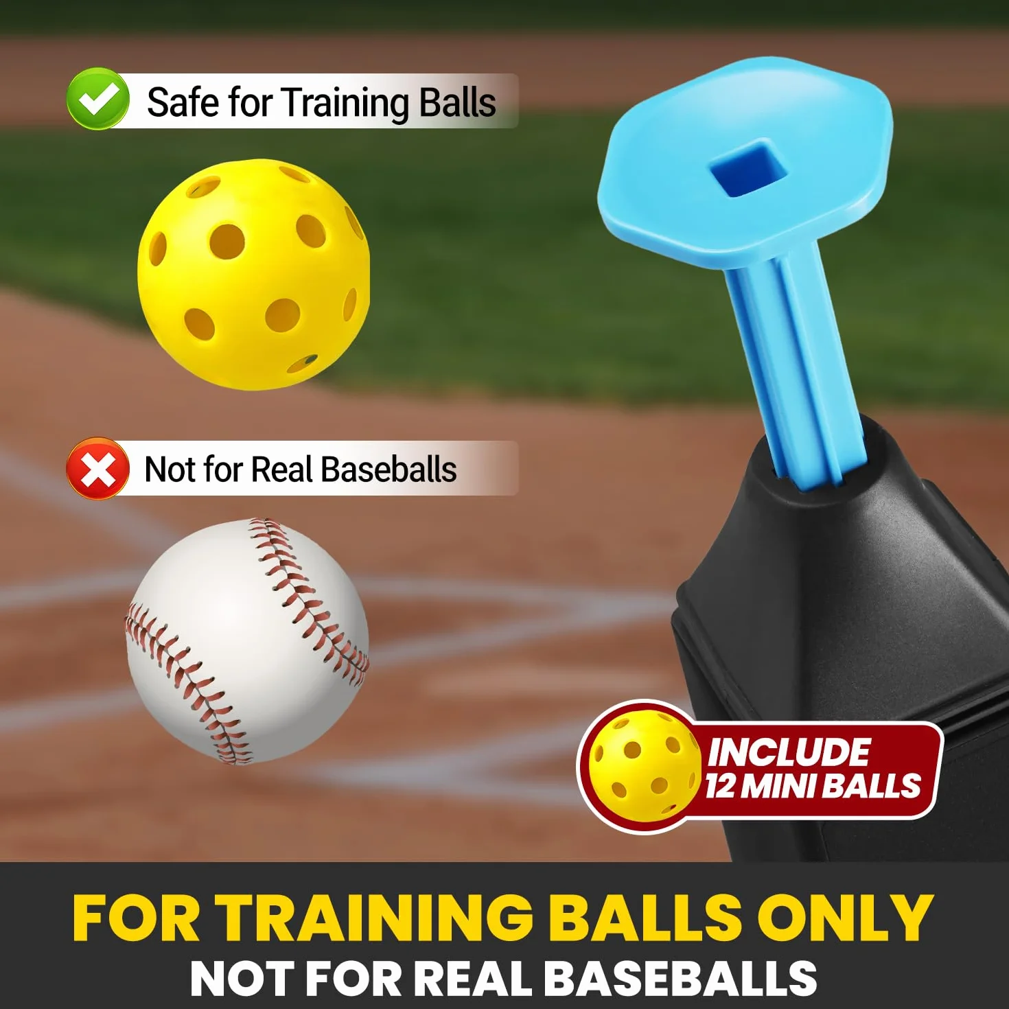 Machine à lancer portable baseball softball 101,6 cm 12 balles pratique swing équipement entraînement