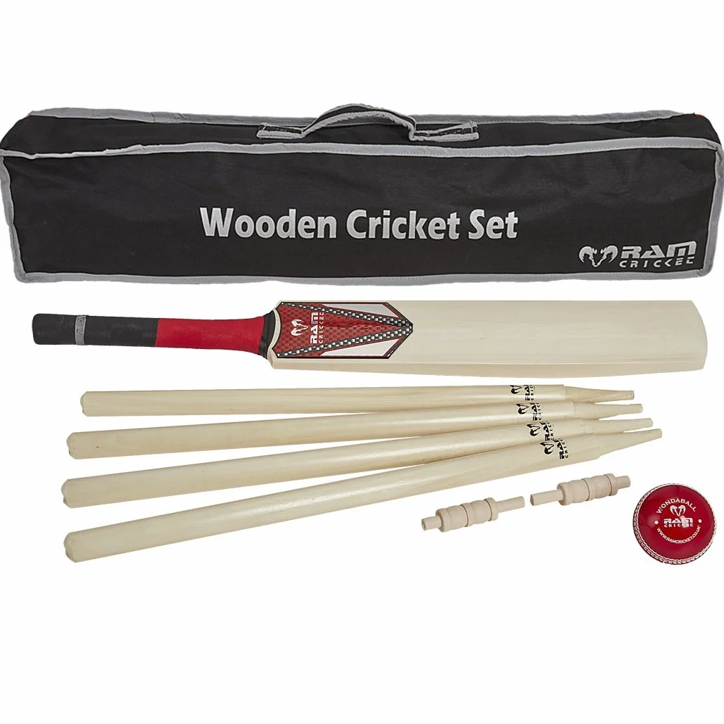 Ensemble de cricket en bois Ram pour jeu à la plage ou au parc