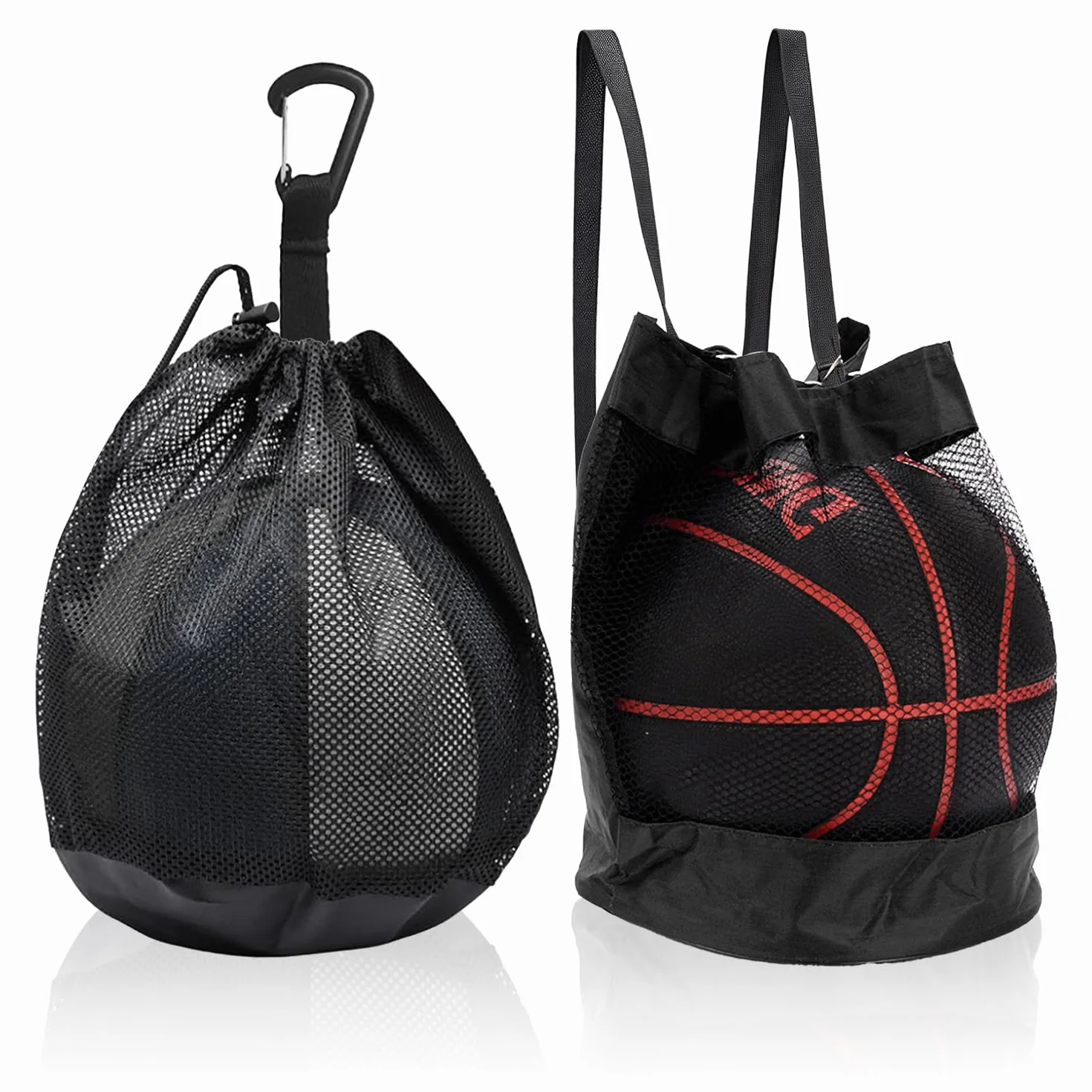 Sacs à Balles de Basket en Maille Oxford, Filet Pliable avec Poche Zippée pour Basketball, Football, Volley