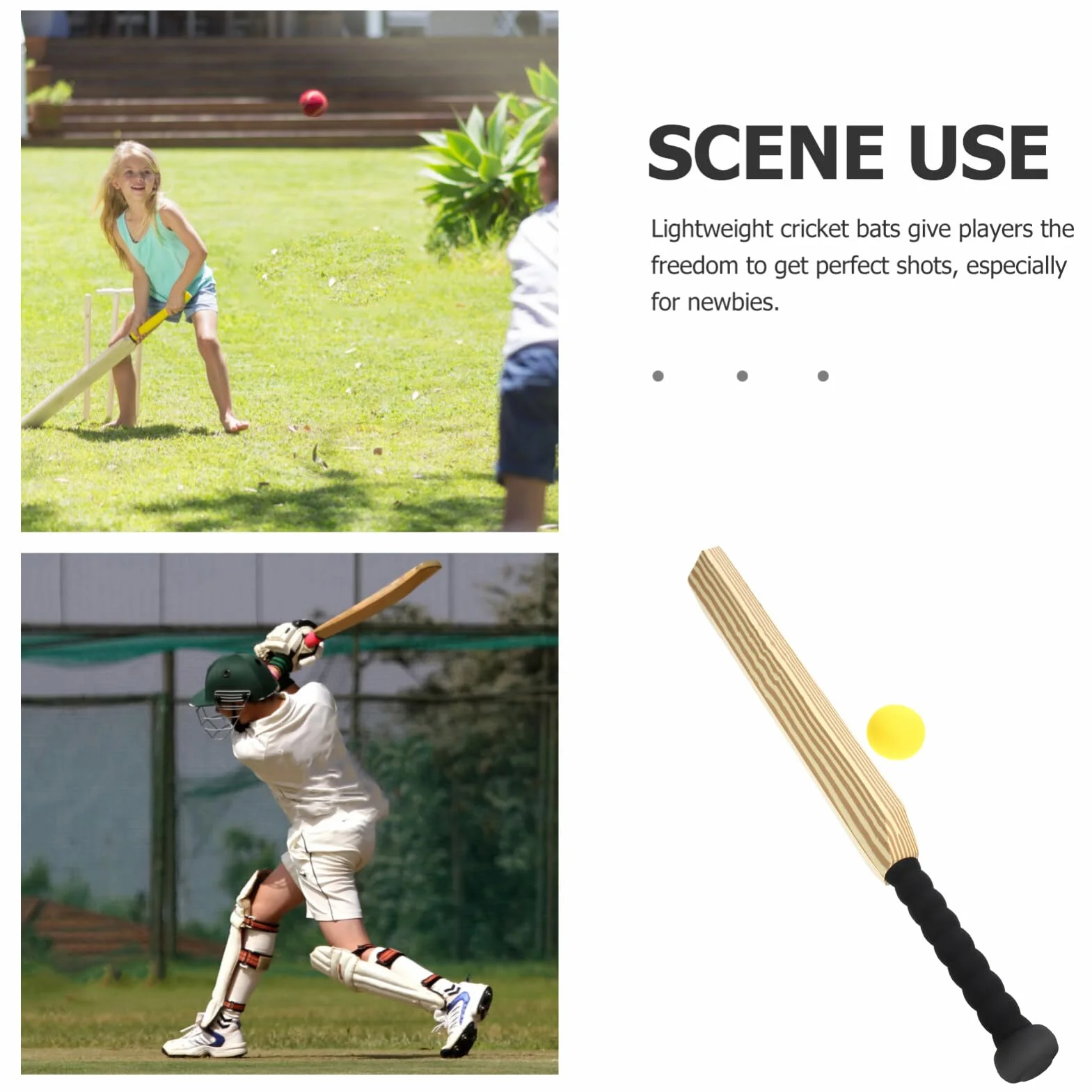 Mipcase Batte De Cricket Interactif Rembourrée en Mousse Balles D'intérieur Jouet pour Maison Plage Jardin
