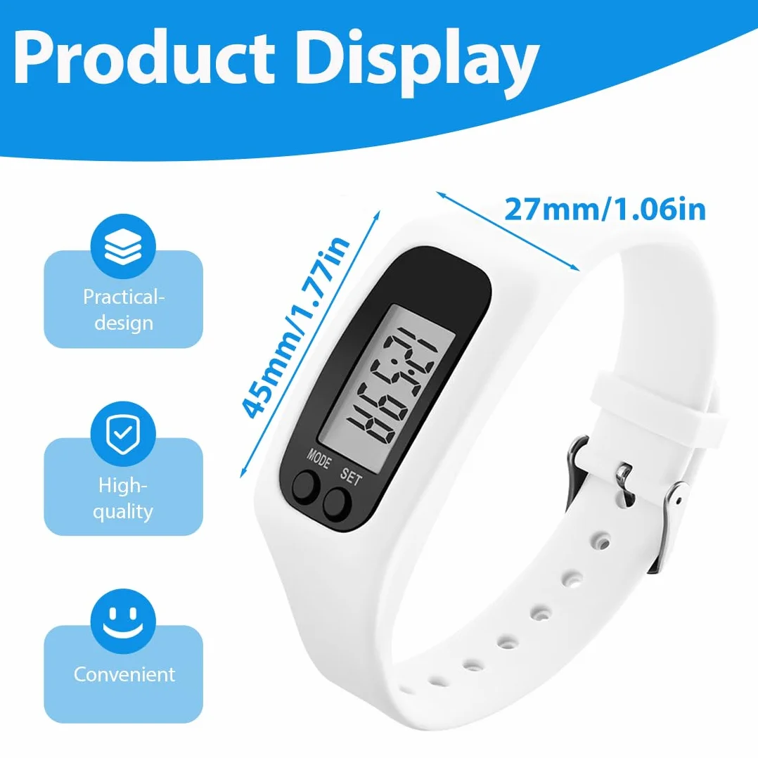 Montre Podometre Silicone Podomètre Sport Fitness Unisexe Blanc