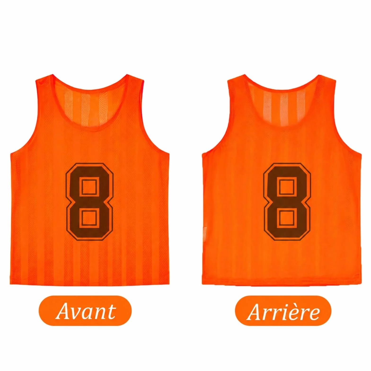 Lot de 24 Chasubles Enfant Numérotées – Gilets d'Entraînement en Maille pour Équipe Sportive, Orange & Vert